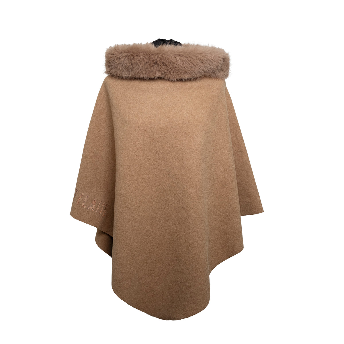 Alviero Martini Prima Classe Poncho Ecofur Cammello