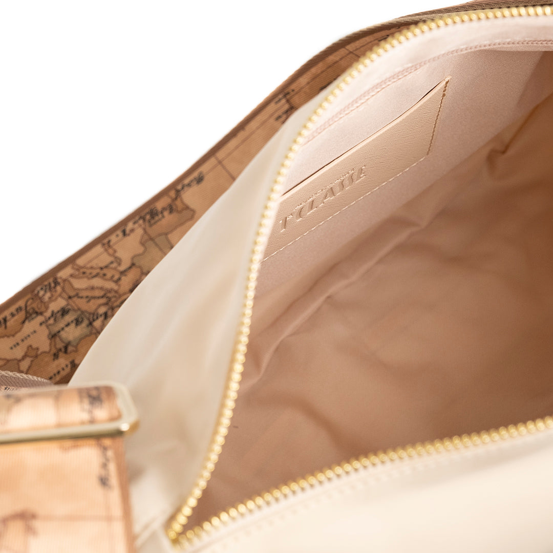 Alviero Martini Prima Classe Kleine Halbmond-Umhängetasche Champagner