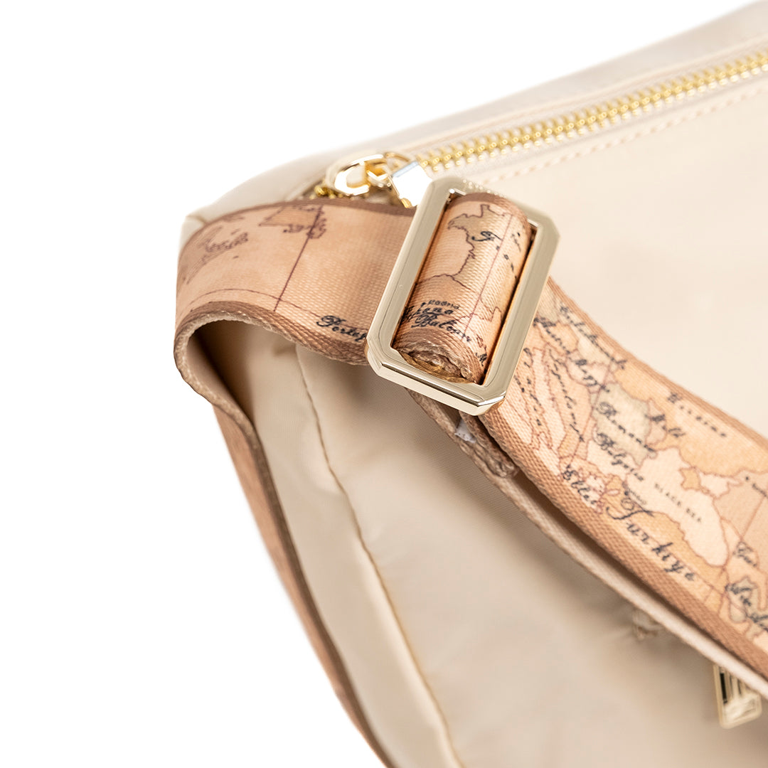 Alviero Martini Prima Classe Kleine Halbmond-Umhängetasche Champagner