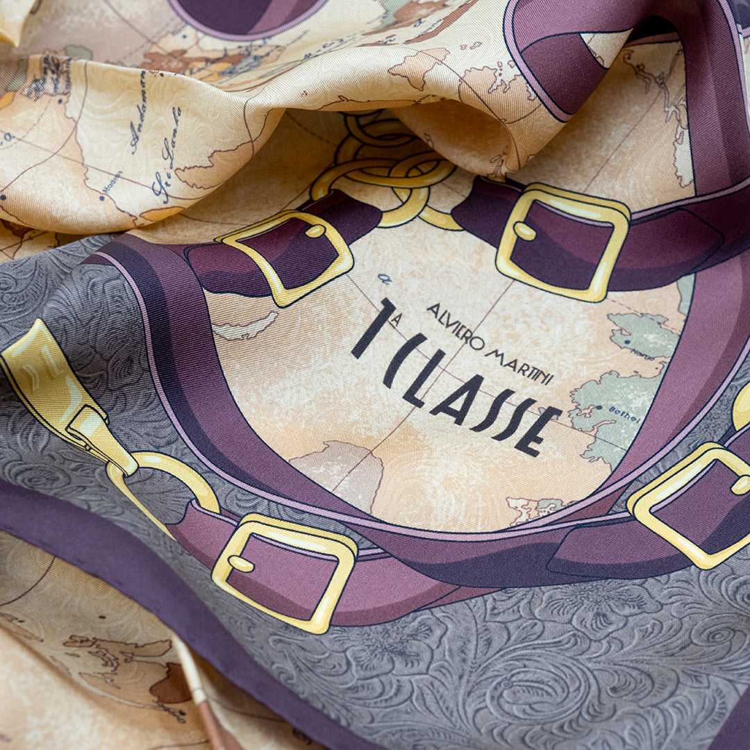 Alviero Martini Prima Classe Foulard Geo Country Burgundy (90 x 90 cm)