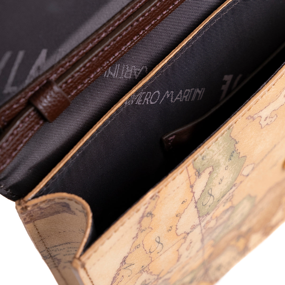 Alviero Martini Prima Classe Pochette Patta e Tracolla Mogano