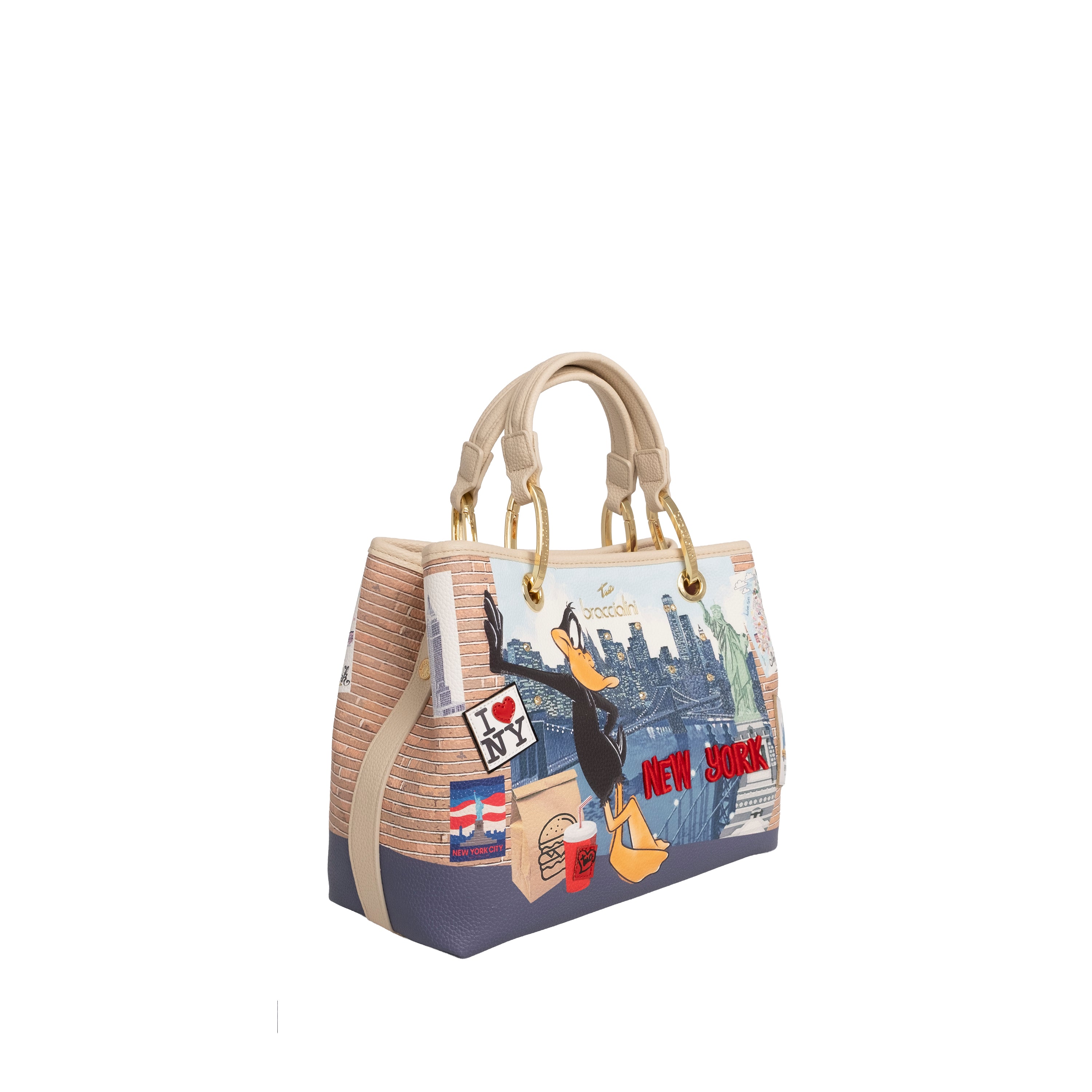 Braccialini Borsa a Mano Media Cartoline Lt Multicolore New York