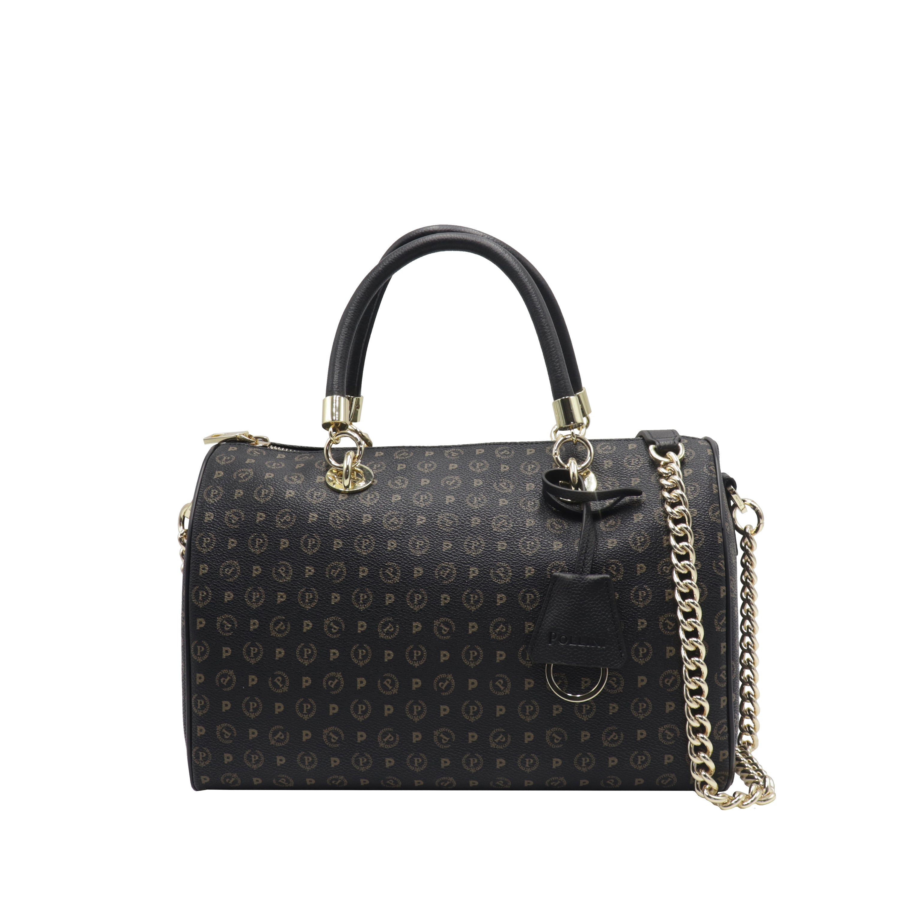 Pollini Shoulder Bag With All Over Print Black-Black