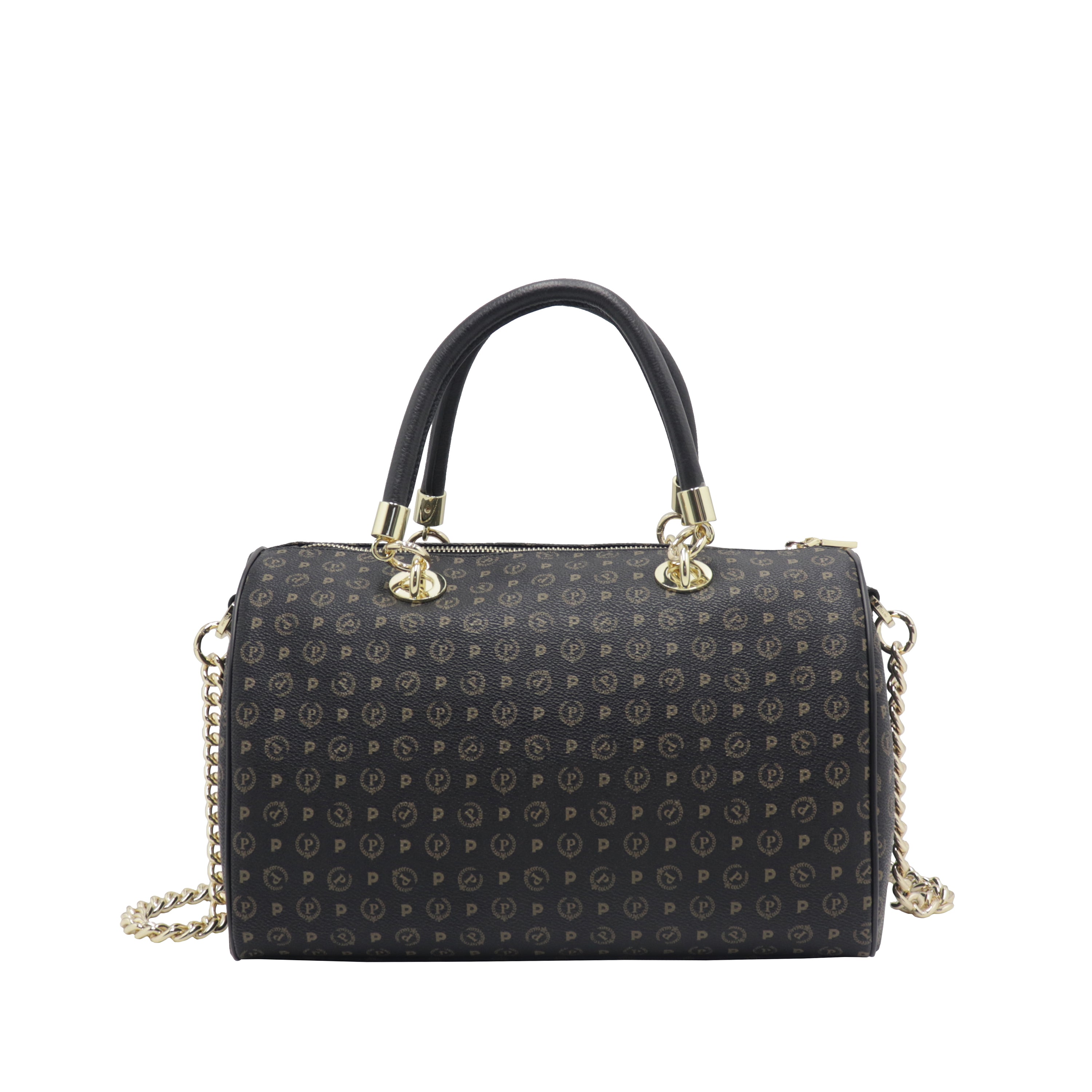 Pollini Shoulder Bag With All Over Print Black-Black