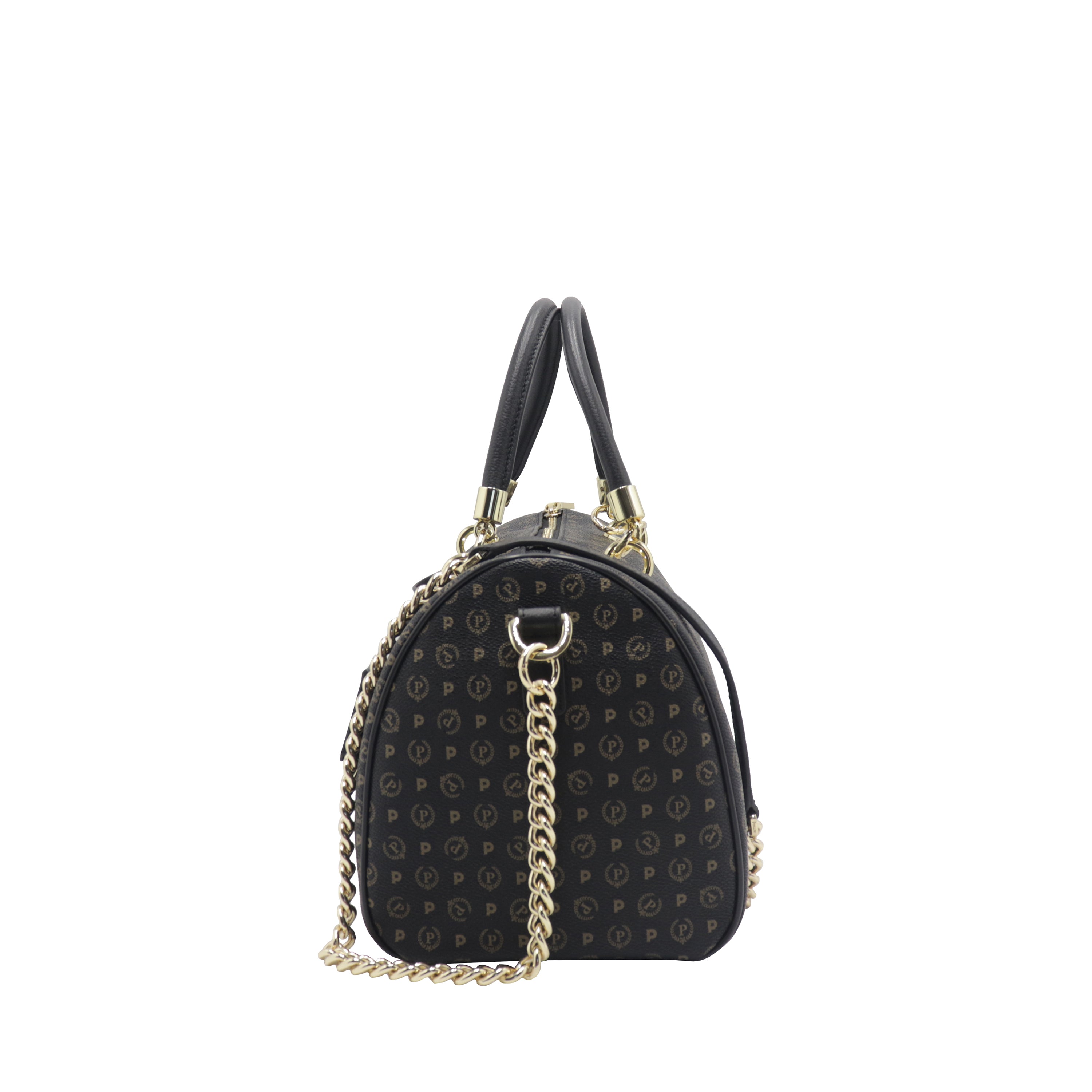 Pollini Shoulder Bag With All Over Print Black-Black