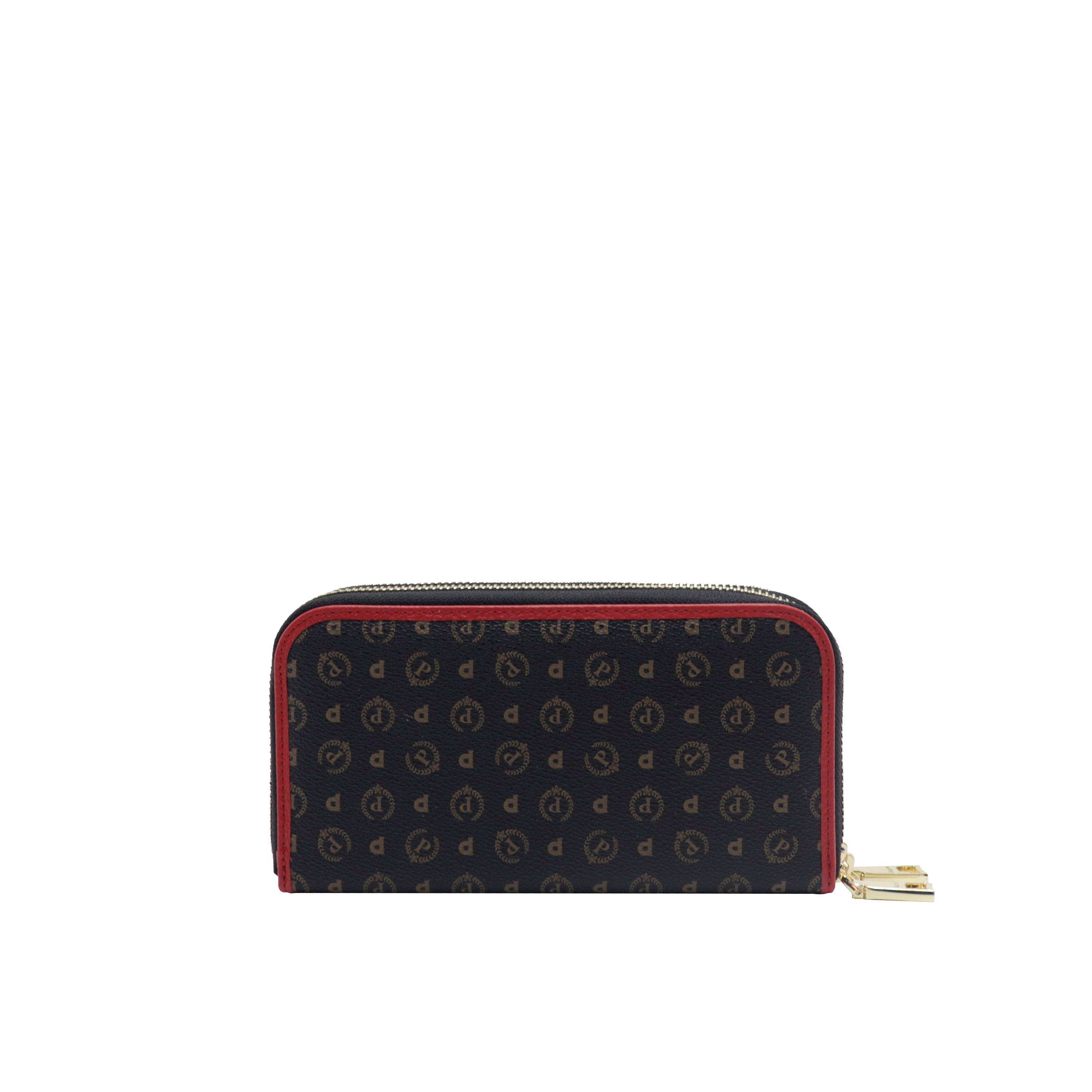 Pollini Heritage-Geldbörse mit Rundum-Reißverschluss für Damen in Schwarz und Rot