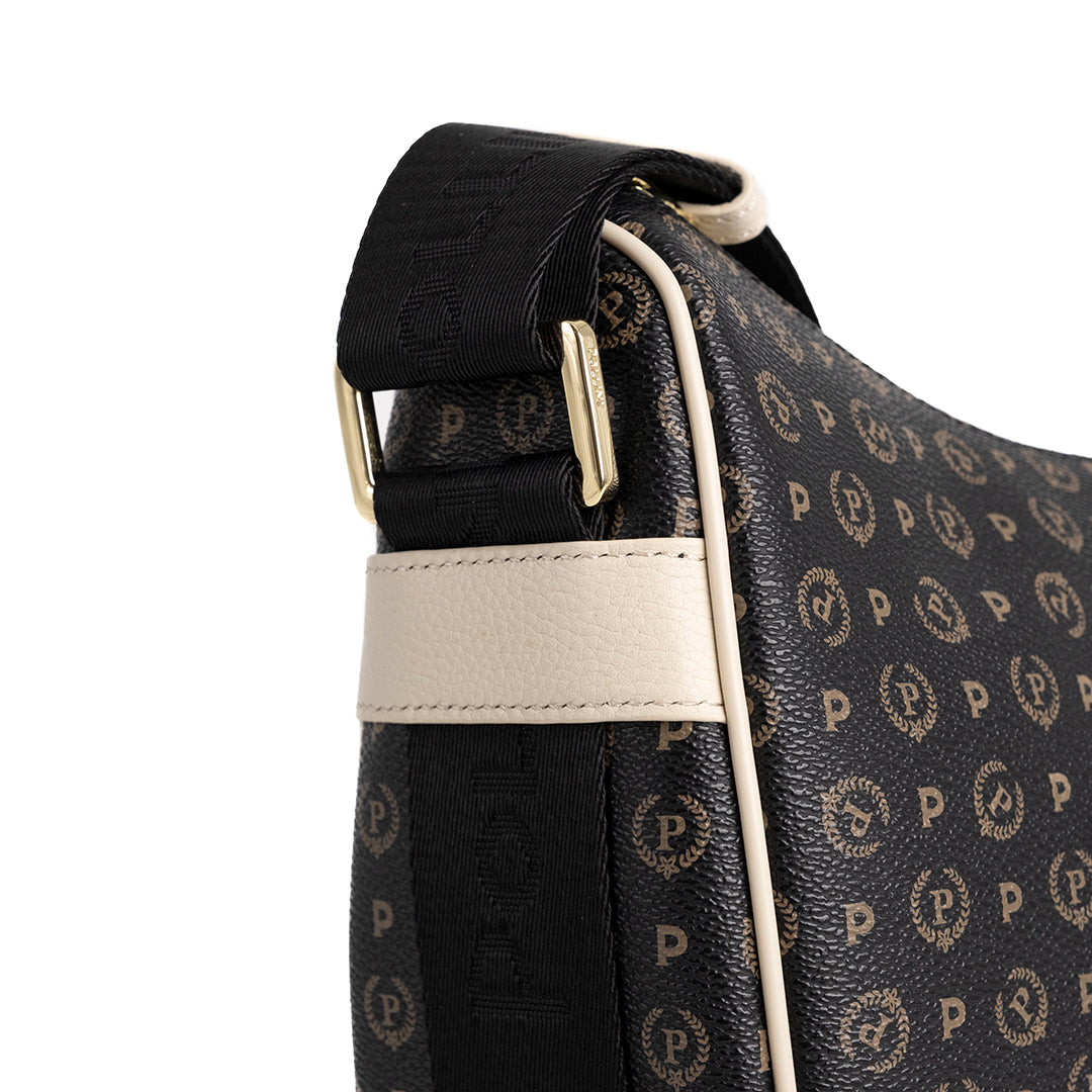 Pollini Borsa a Spalla Heritage Hobo Nero e Avorio