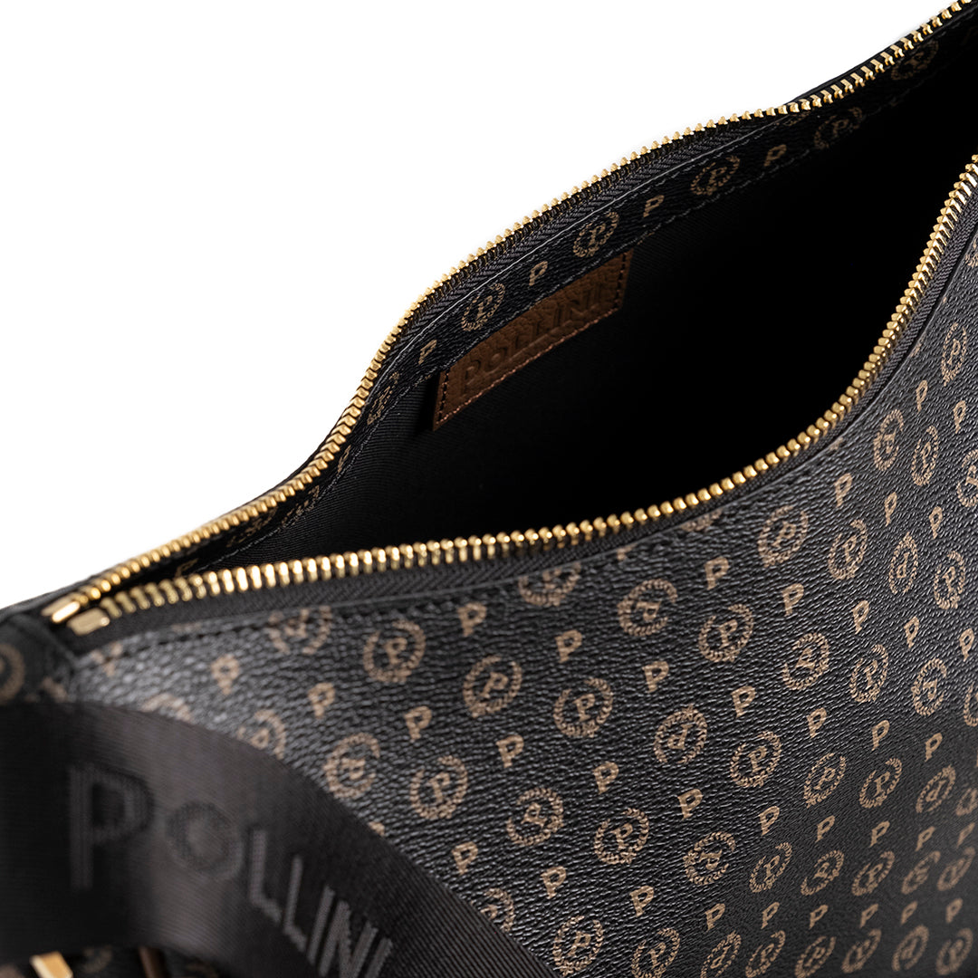 Pollini Borsa a Spalla Heritage Hobo Nero e Marrone