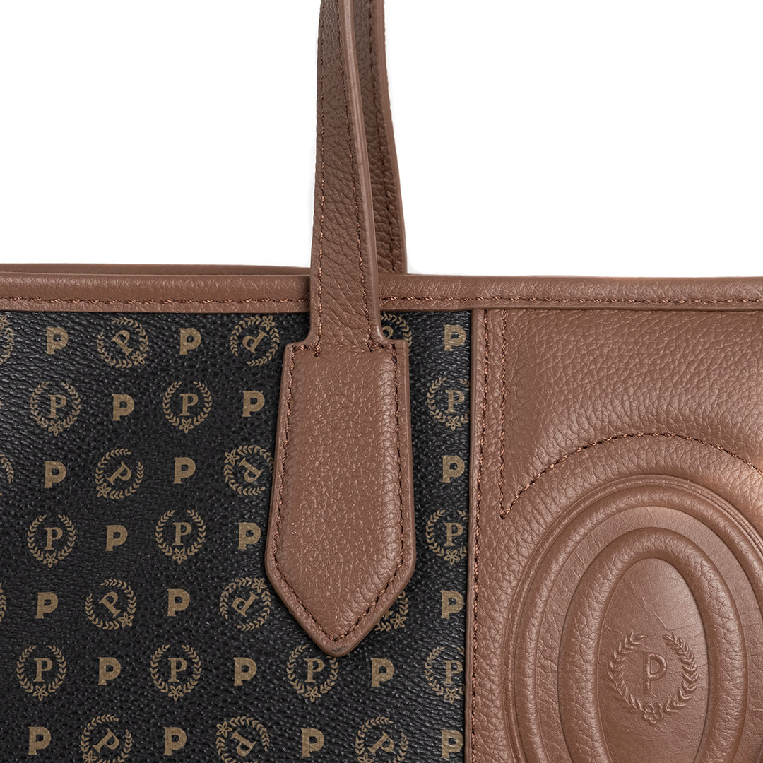 Pollini Borsa a Spalla Heritage Nero e Marrone