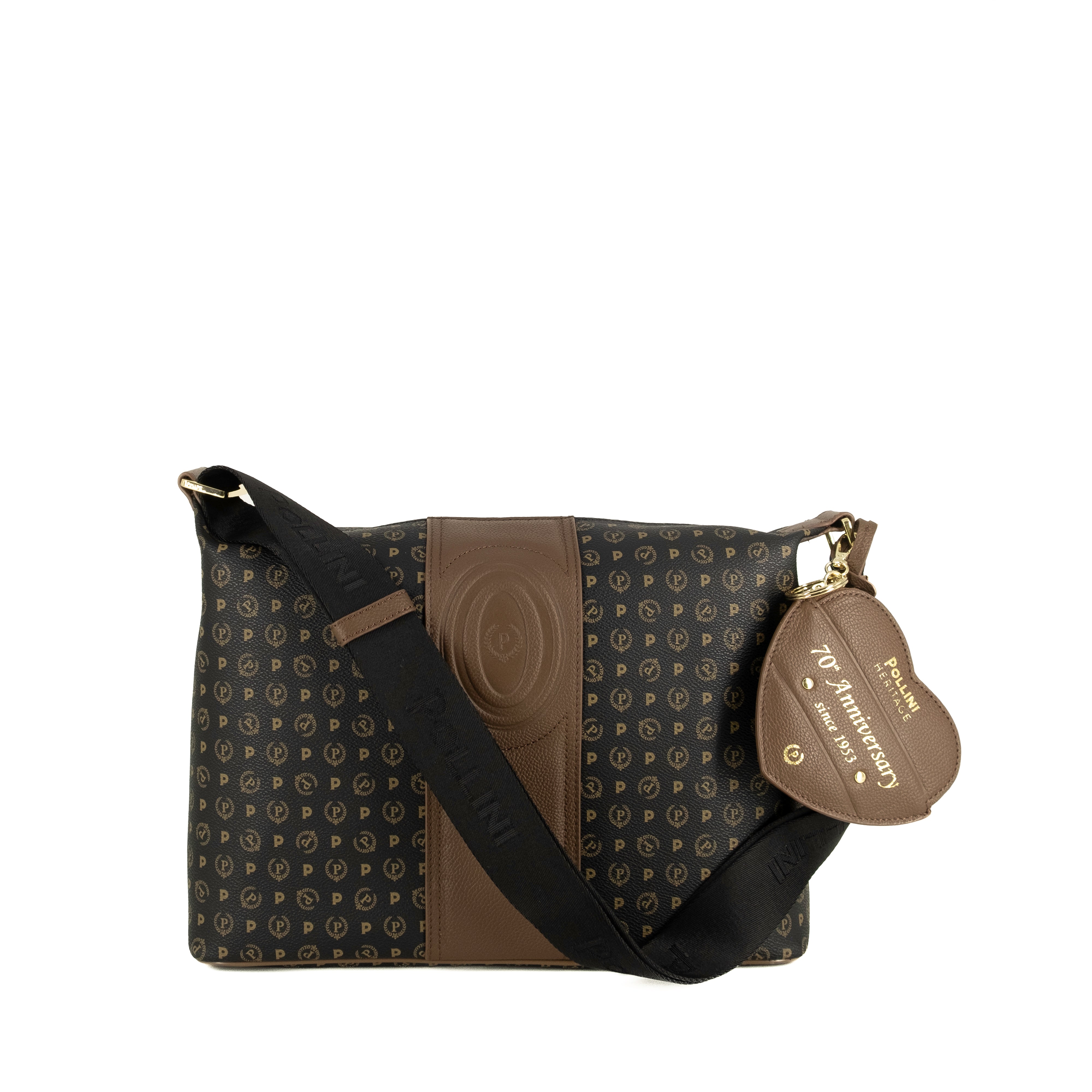Pollini Borsa a Spalla Heritage Nero e Marrone