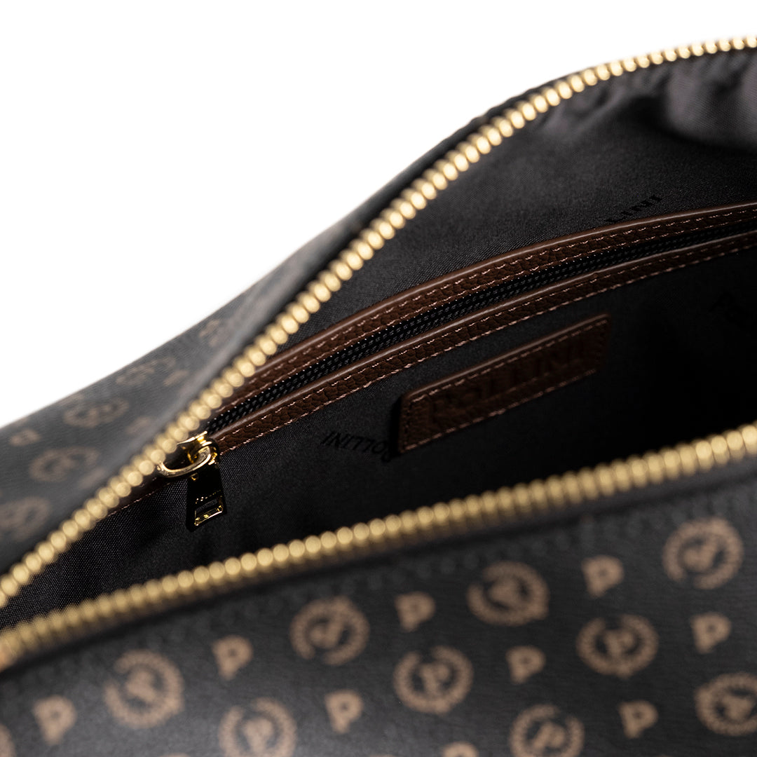 Pollini Borsa a Spalla Heritage Nero e Marrone