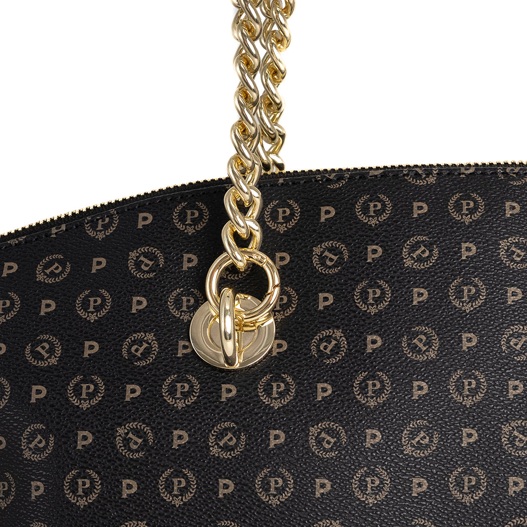 Pollini Borsa a Spalla Heritage Nero e Marrone