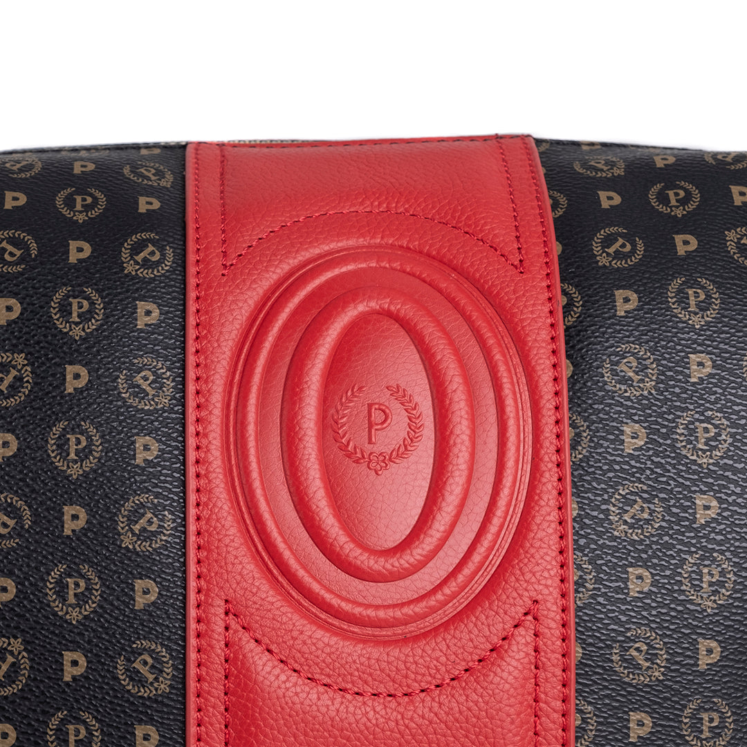 Pollini Borsa Tracolla 70°Anniversario Heritage Stampa Logo All Over Nero e Rosso