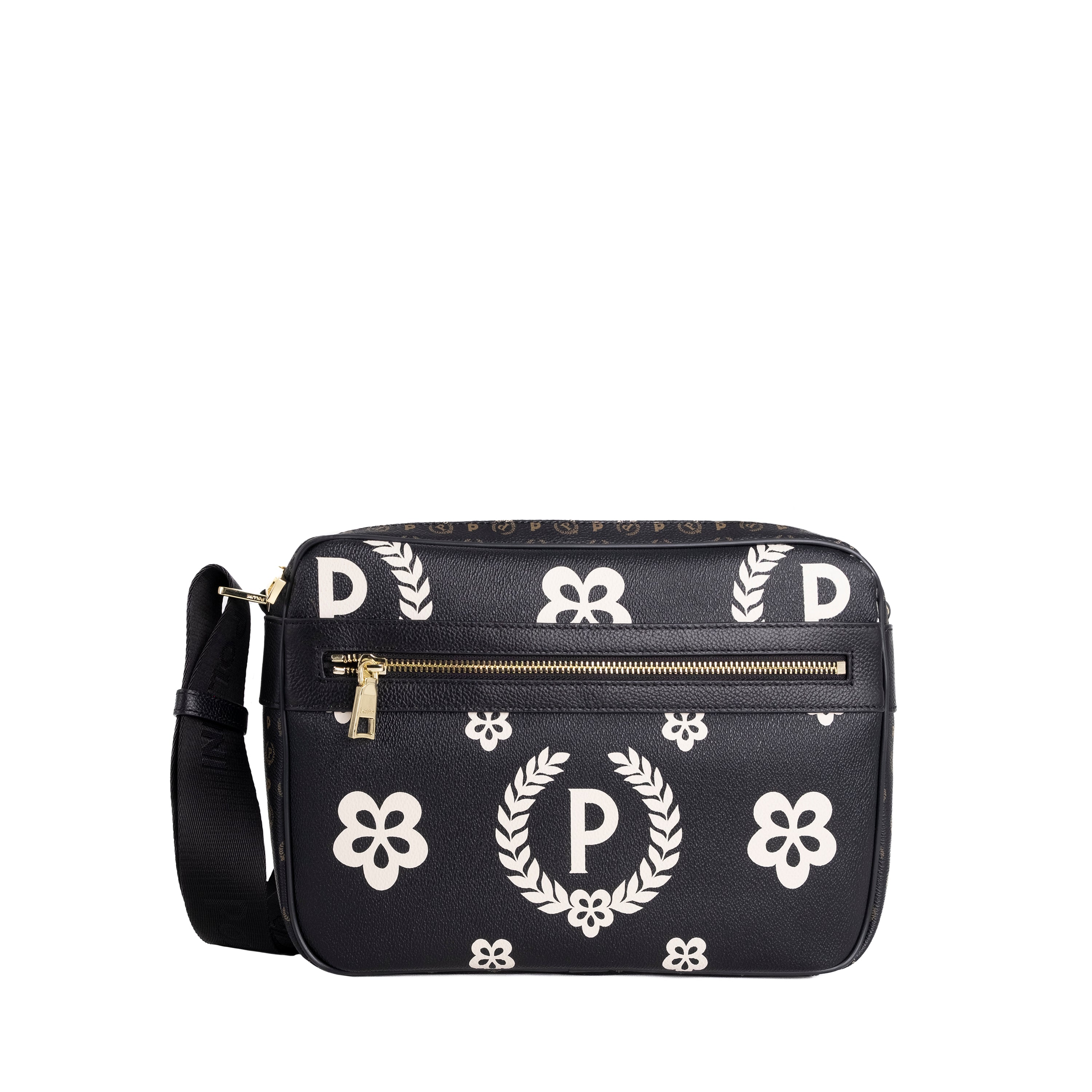 Pollini Borsa a Tracolla Heritage con Logo Nero