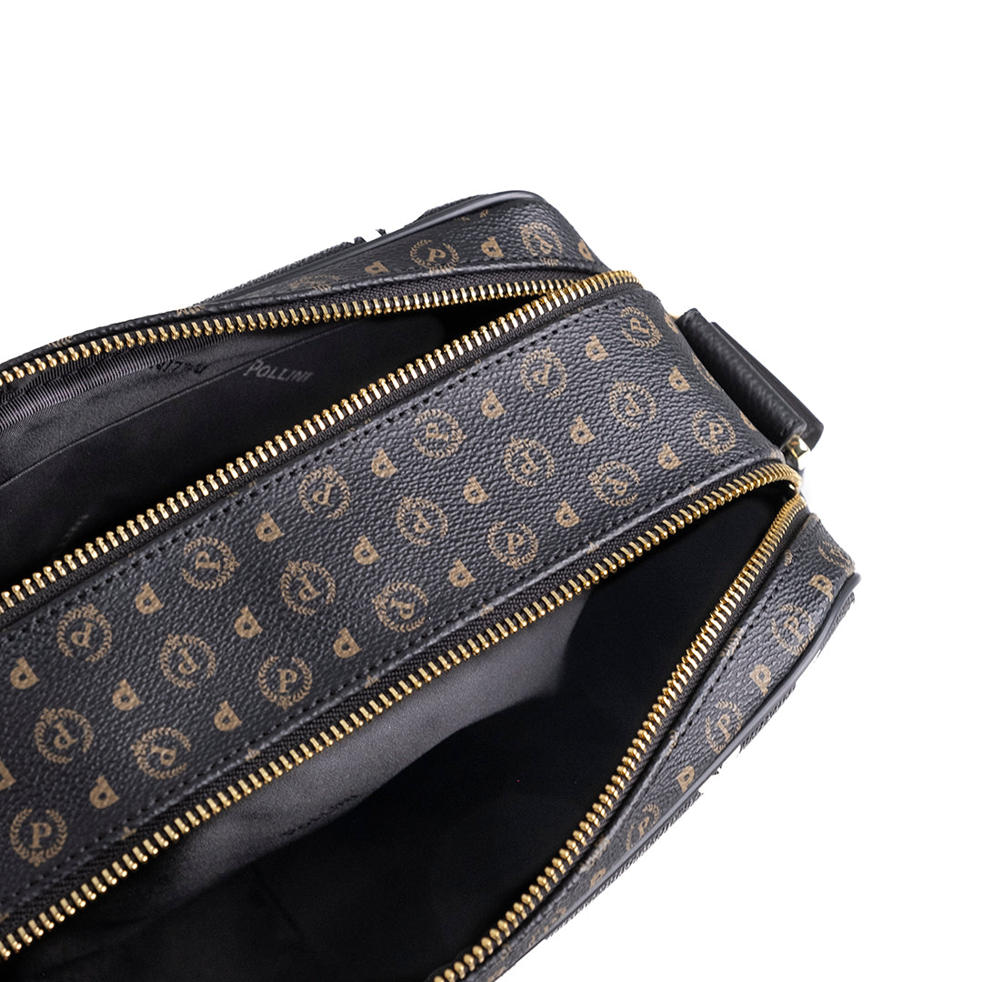Pollini Borsa a Tracolla Heritage con Logo Nero