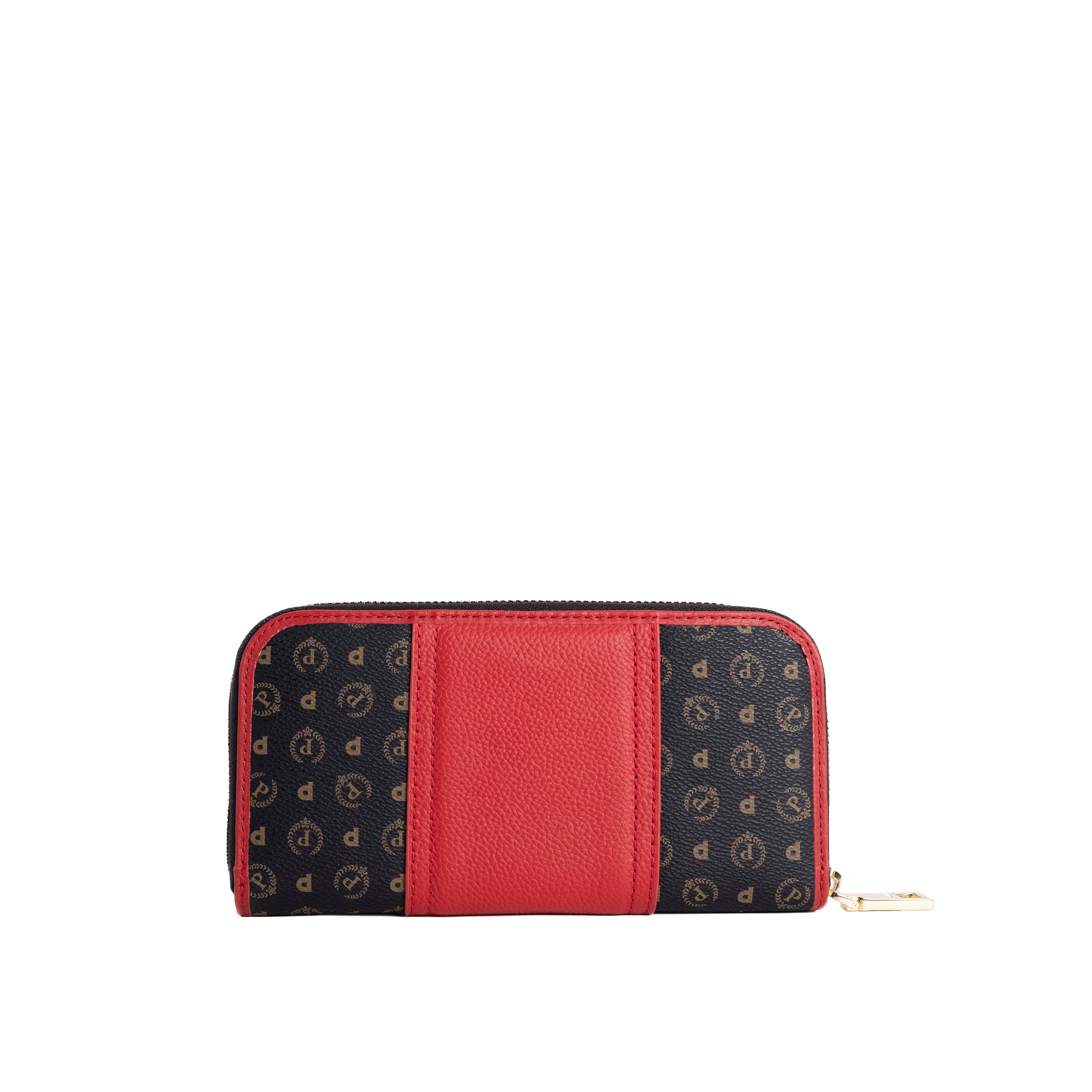Pollini Portafoglio Donna Zip Around 70° Anniversario Nero e Rosso