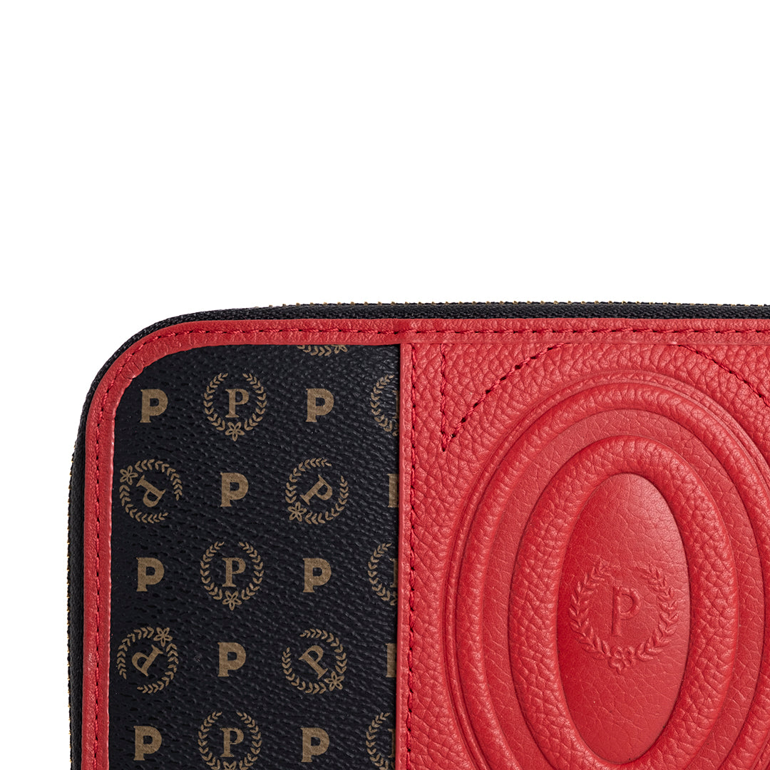 Pollini Portafoglio Donna Zip Around 70° Anniversario Nero e Rosso