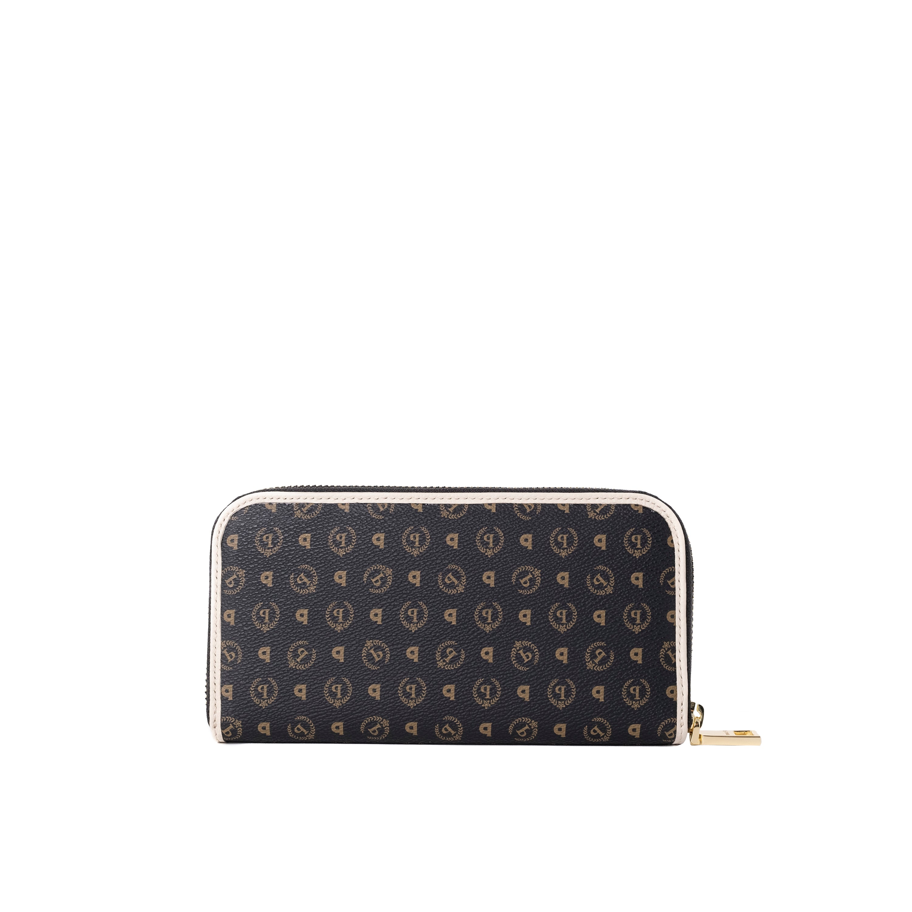 Pollini Heritage-Geldbörse mit Rundum-Reißverschluss für Damen in Schwarz und Elfenbein