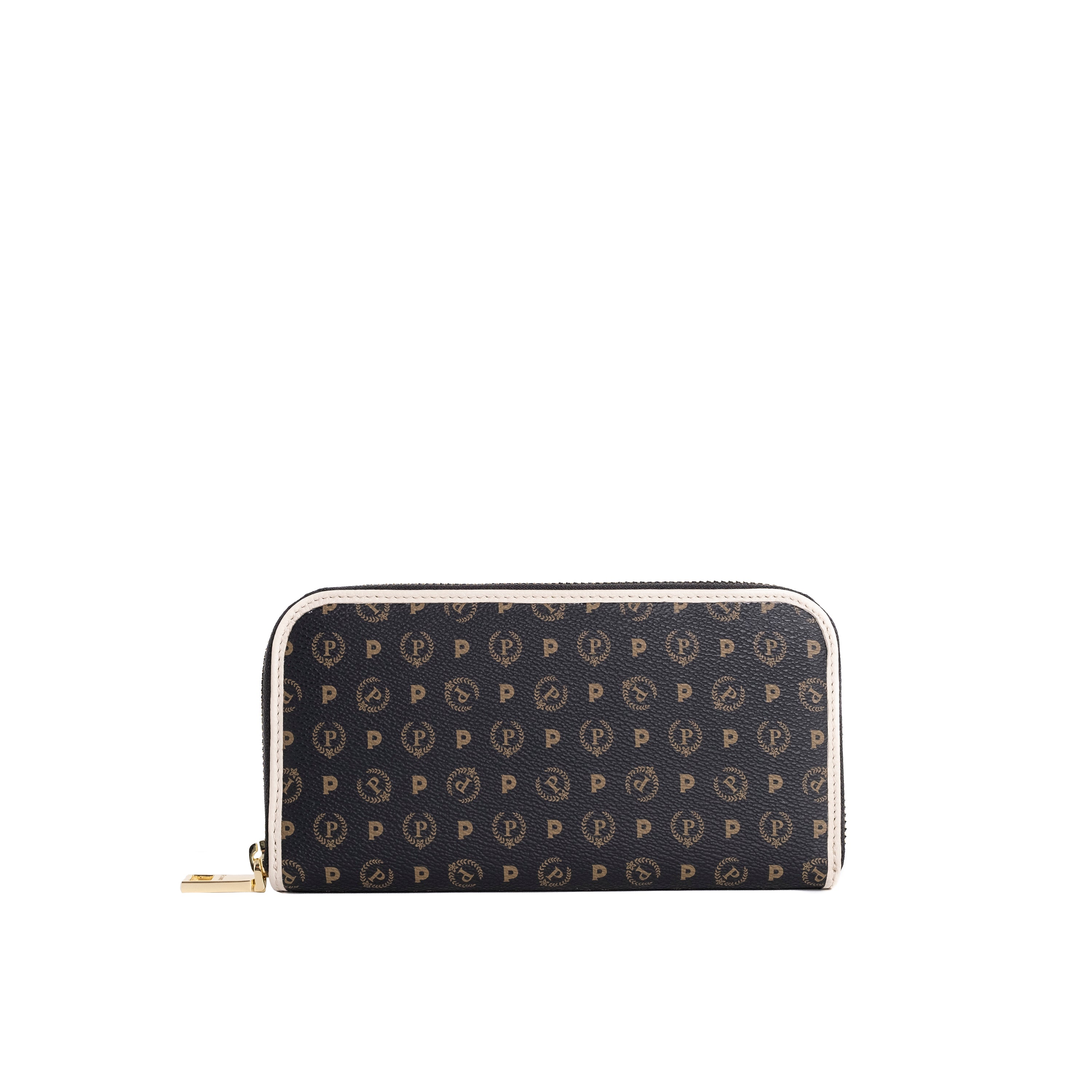 Pollini Portafoglio Donna Zip Around Heritage Nero e Avorio
