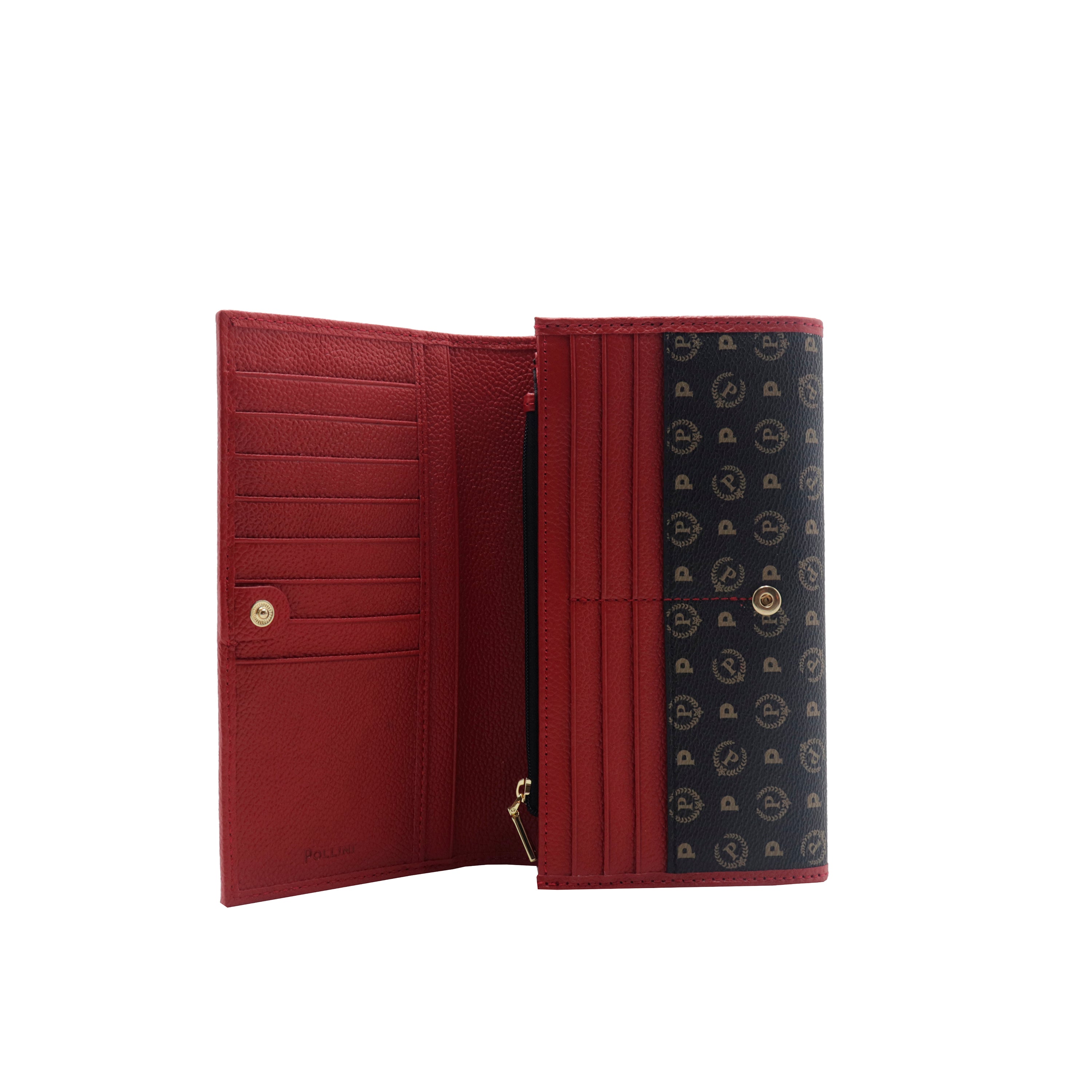 Pollini Portafoglio Trifold Heritage Nero e Rosso