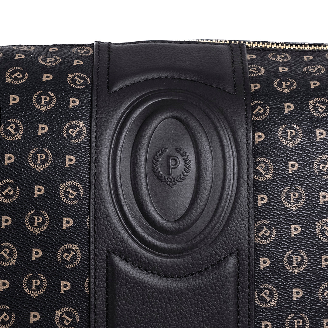 Pollini Borsa Tracolla 70°Anniversario Stampa Logo All Over Heritage Nero