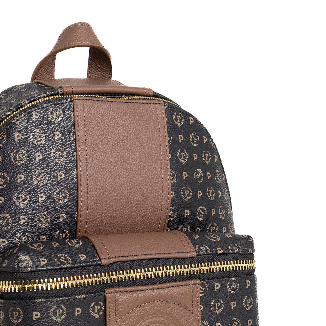 Pollini Zaino Heritage con Stampa 70° Anniversario Nero e Marrone