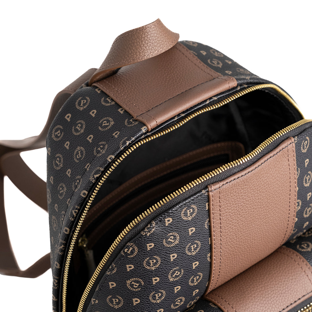 Pollini Zaino Heritage con Stampa 70° Anniversario Nero e Marrone