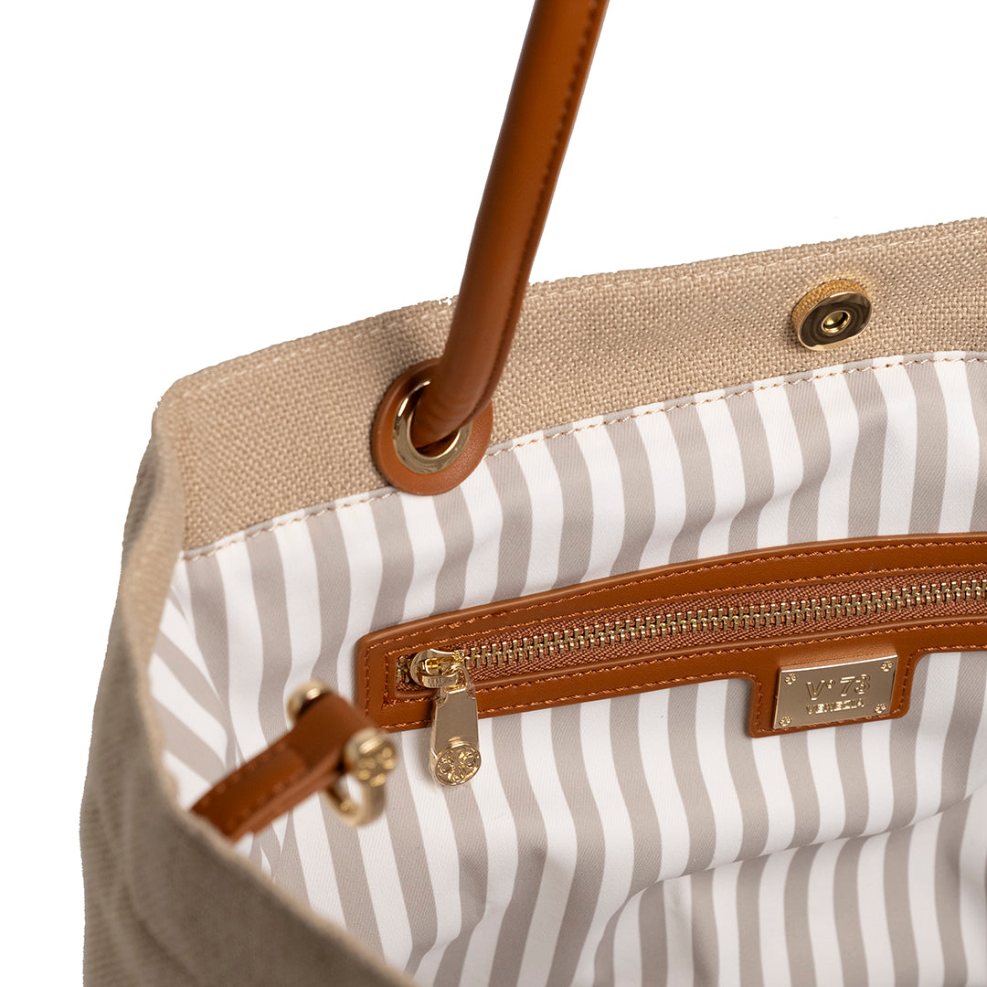 V73 Borsa Shopping Exclusive Naturale/Cuoio