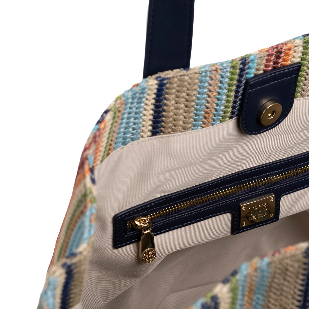 V73 Borsa Shopping Karina Blu/Multicolor