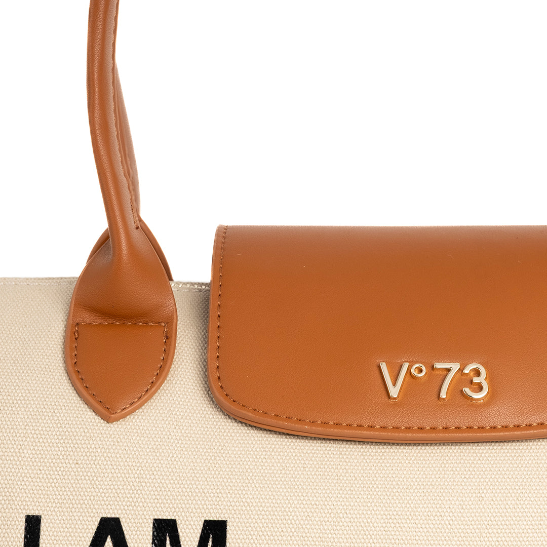 V73 Borsa Shopping Responsible Off White/Cuoio