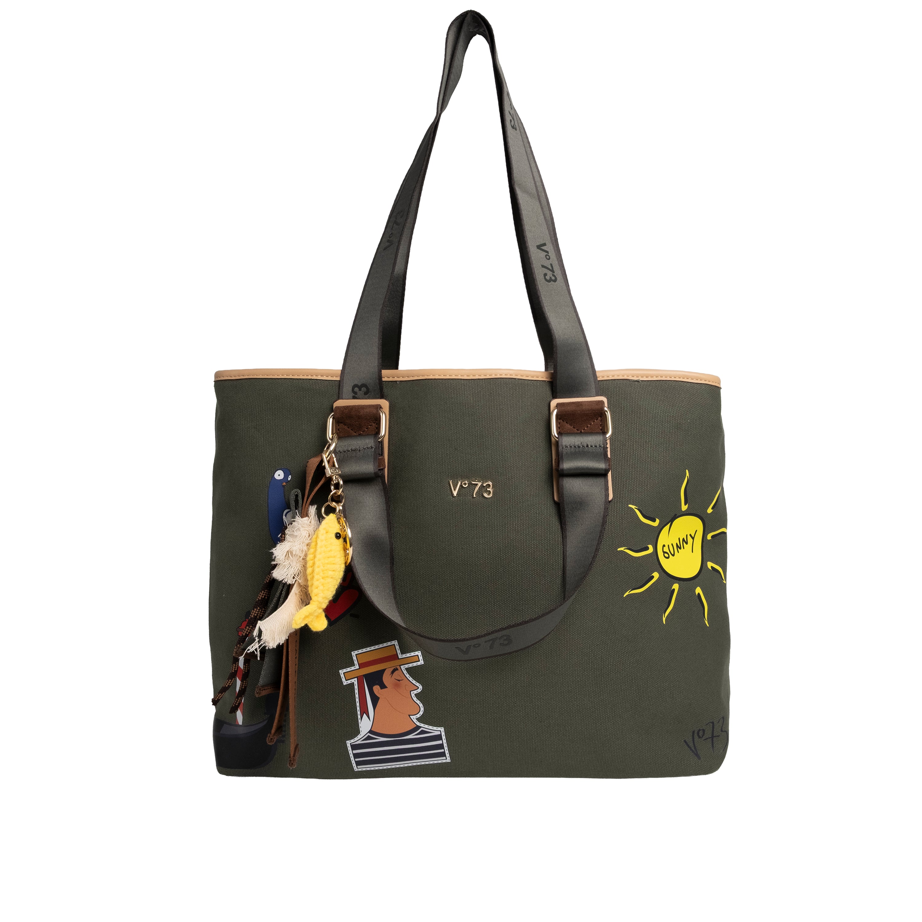 V73 Borsa Shopping Tita Verde/Naturale