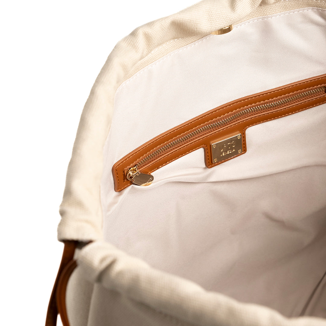 V73 Borsa a Mano Responsible Off White/Cuoio