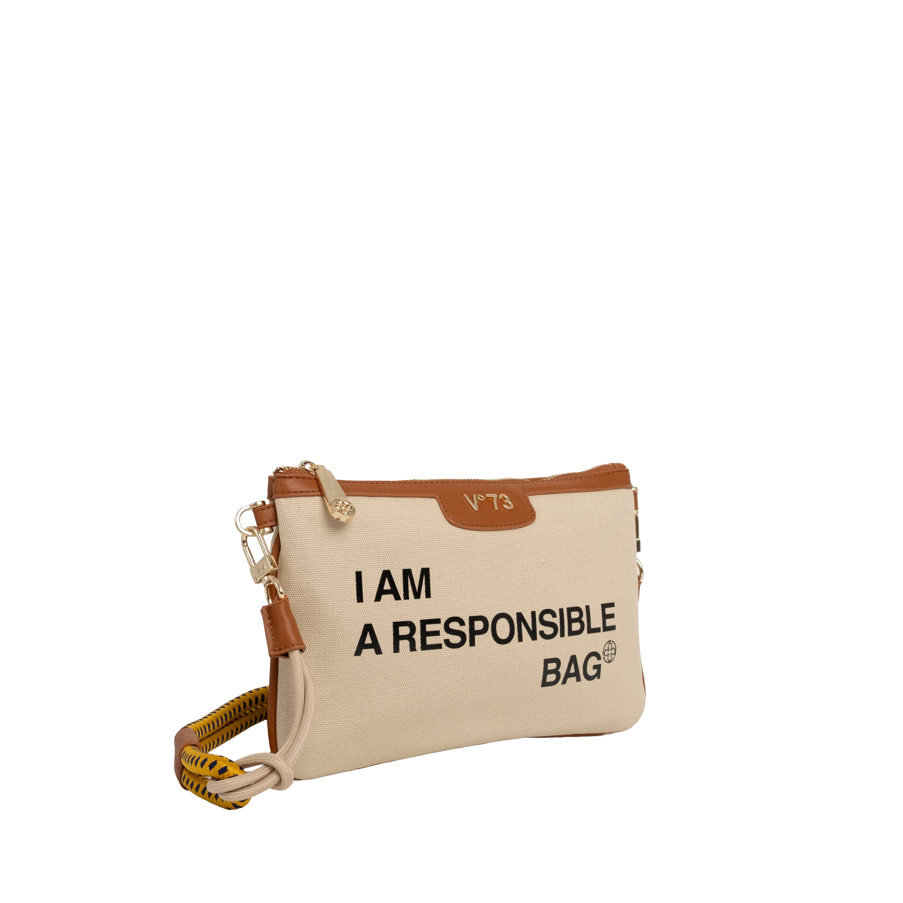 V73 Pochette Responsible Off White/Cuoio