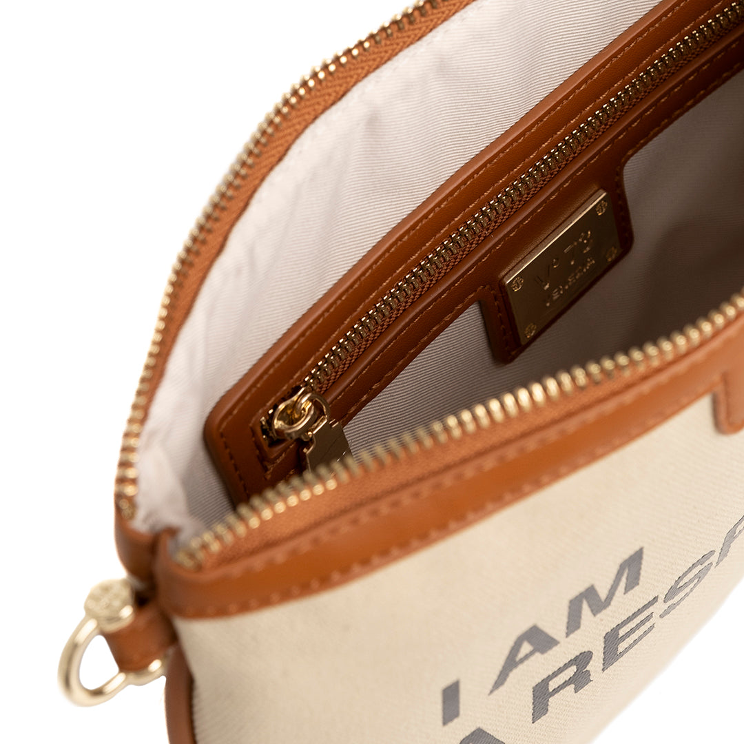 V73 Pochette Responsible Off White/Cuoio