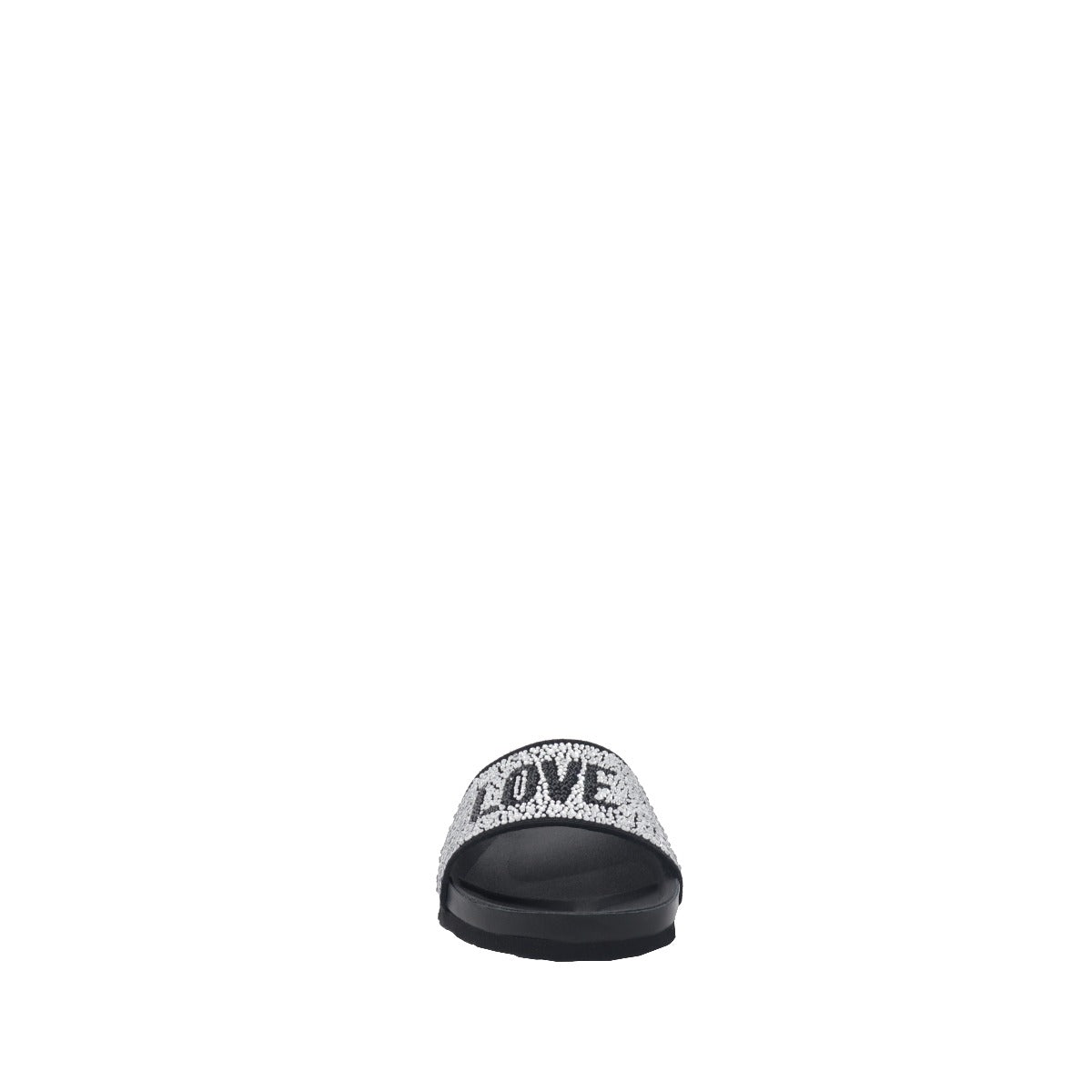 Love Moschino Silver and Glitter Bandeau Slippers