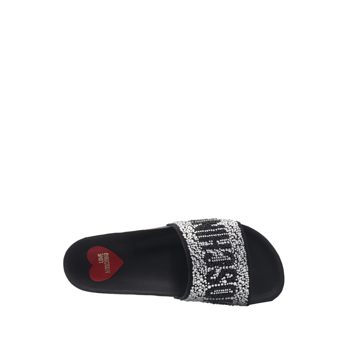 Love Moschino Silver and Glitter Bandeau Slippers