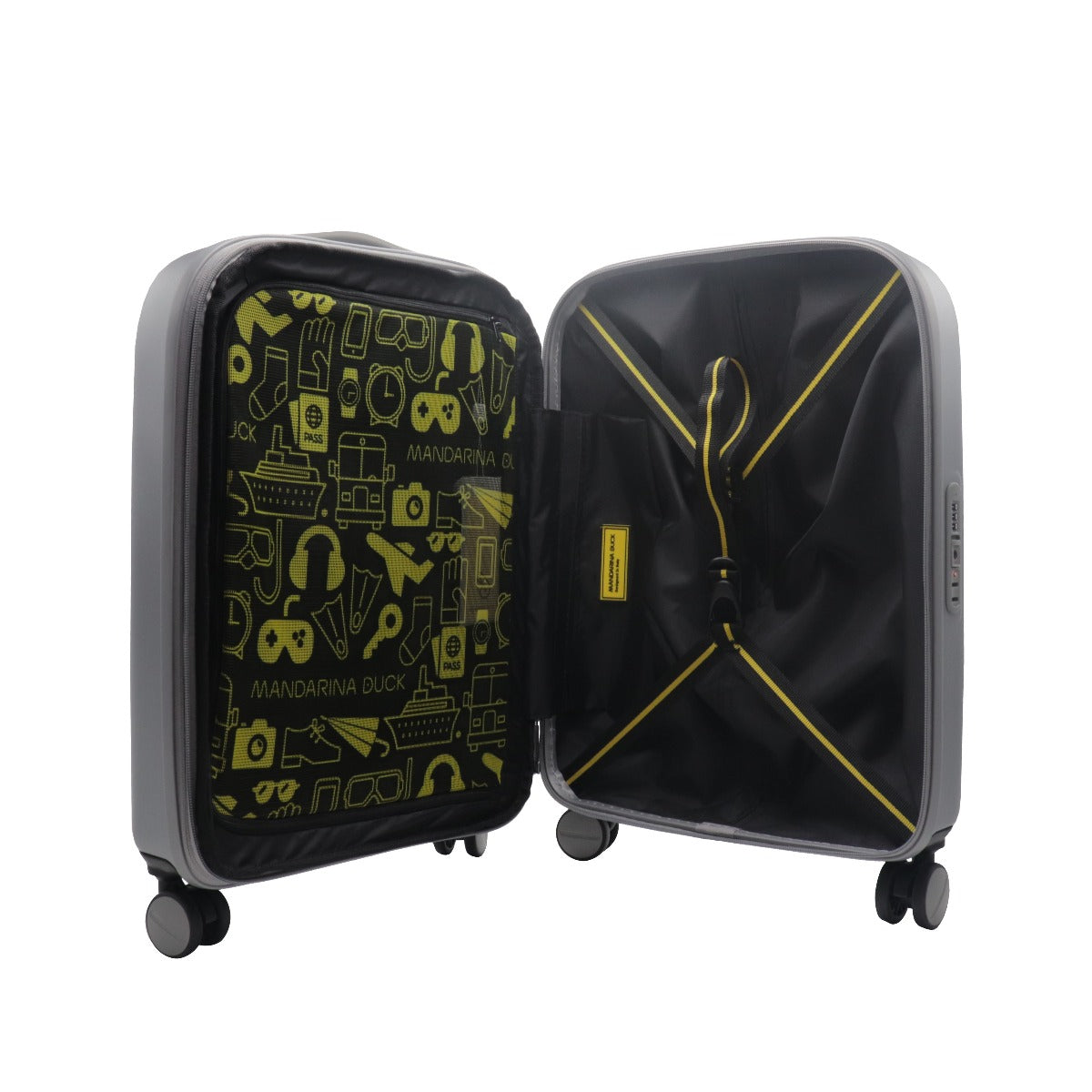 Mandarina Duck Trolley Cabin "Global" Espandibile con Logo Duck Argento (32,5/36,5 l)