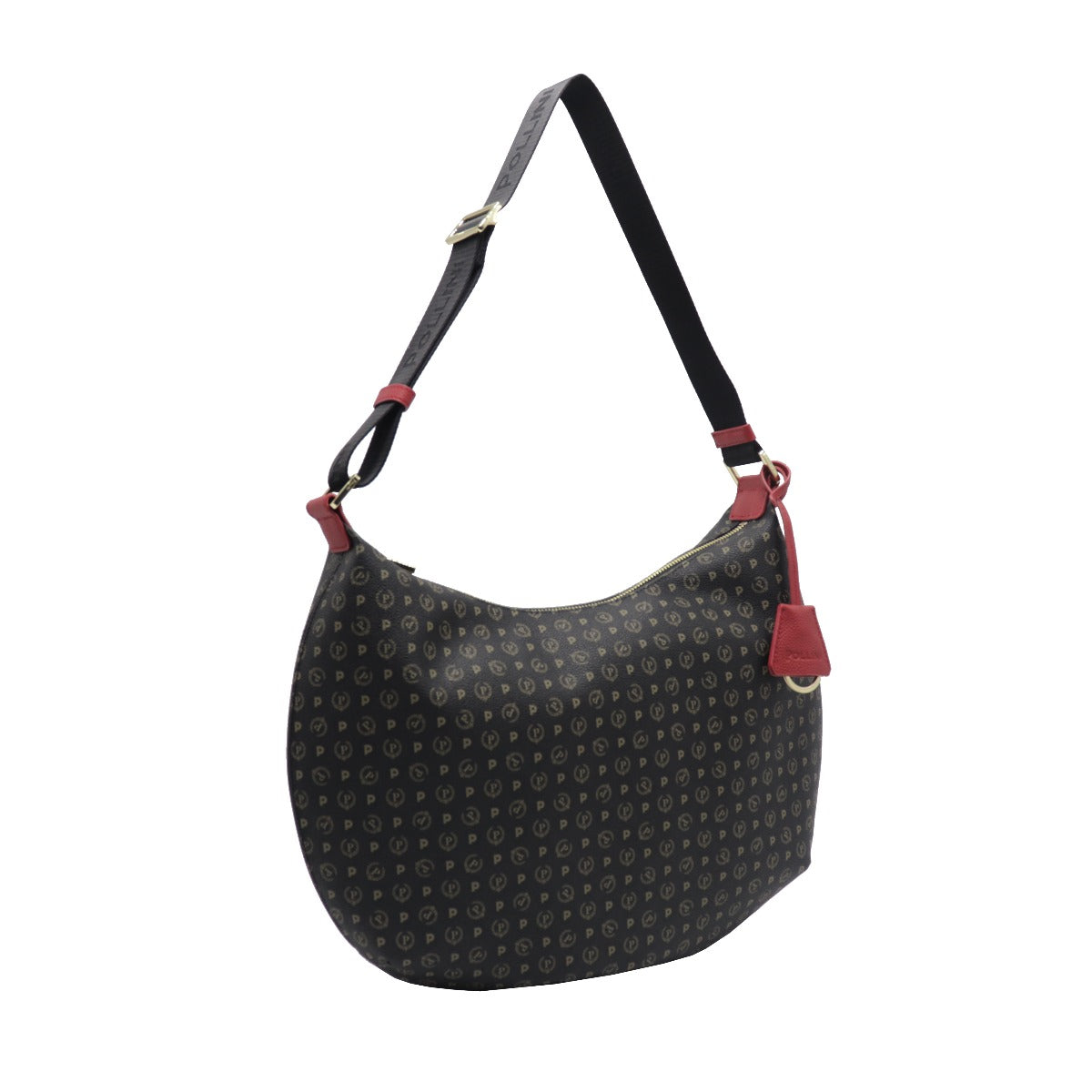 Pollini-Borsa-A-Spalla-Stampa-Monogram-Nero-Rosso-TE8420PP04Q1100B