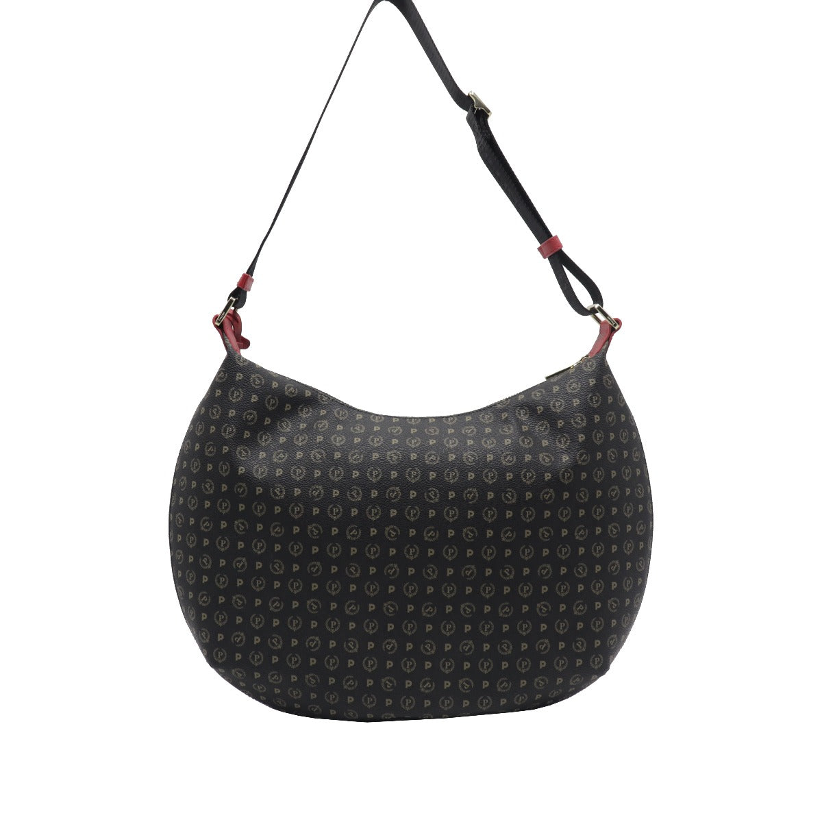 Pollini-Borsa-A-Spalla-Stampa-Monogram-Nero-Rosso-TE8420PP04Q1100B