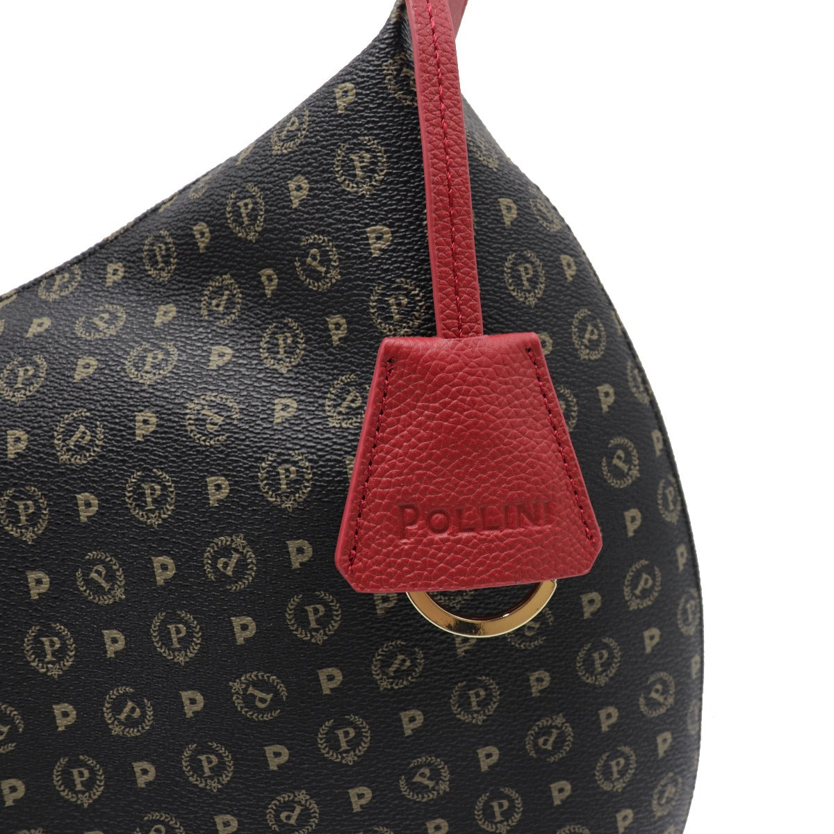 Pollini-Borsa-A-Spalla-Stampa-Monogram-Nero-Rosso-TE8420PP04Q1100B