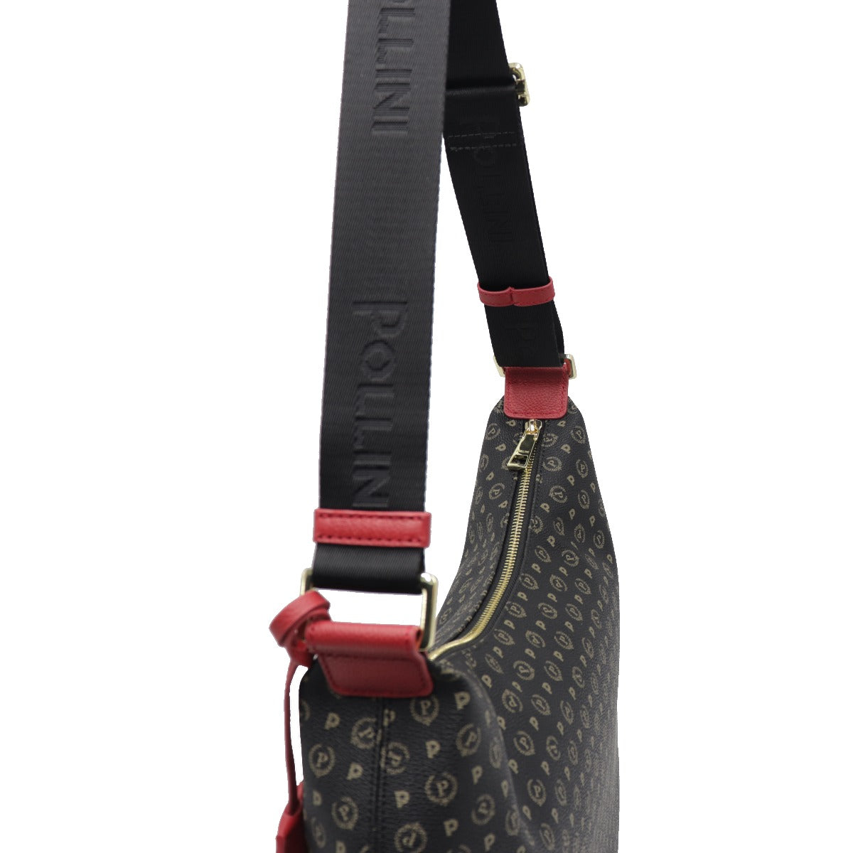 Pollini-Borsa-A-Spalla-Stampa-Monogram-Nero-Rosso-TE8420PP04Q1100B