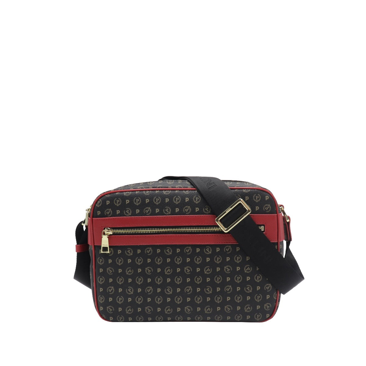 Pollini-Borsa-A-Tracolla-Stampa-Monogram-Nero-Rosso-TE8402PP02Q1100B
