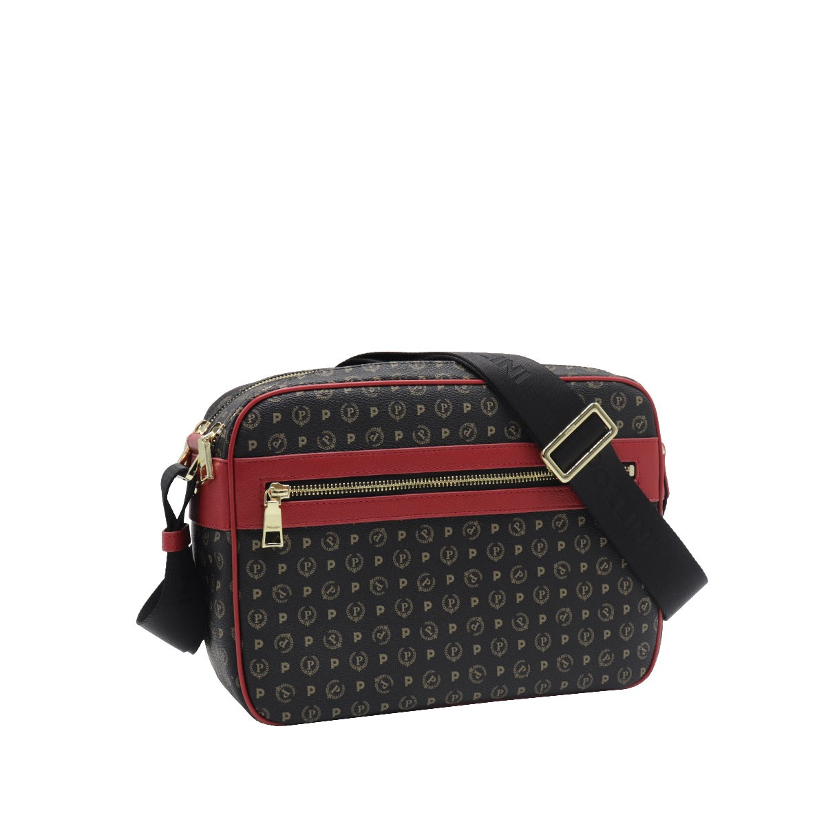 Pollini-Borsa-A-Tracolla-Stampa-Monogram-Nero-Rosso-TE8402PP02Q1100B