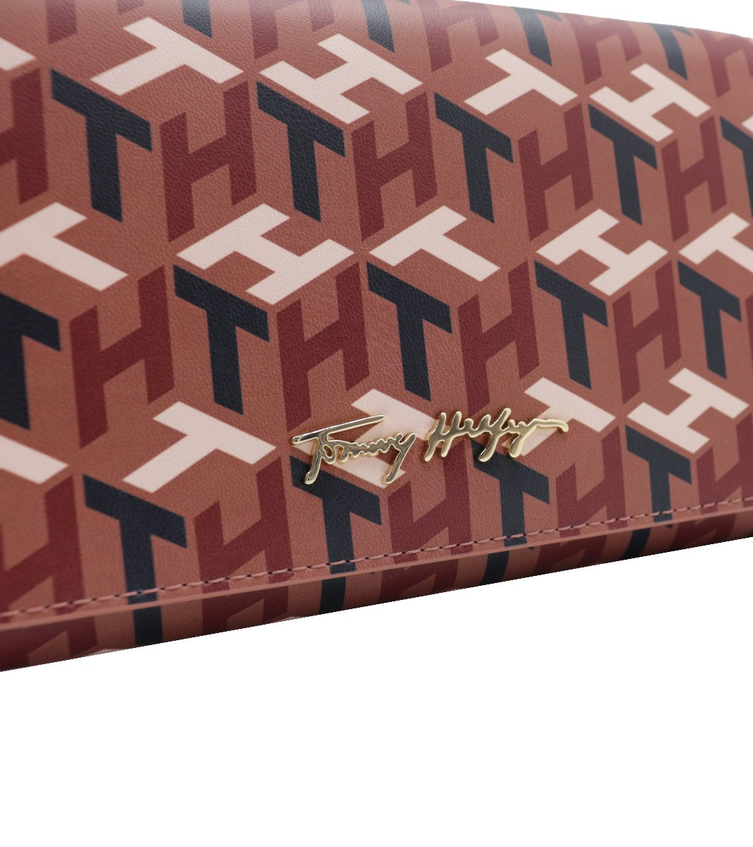 Tommy Hilfiger Clutch Bag with Shoulder Strap Monogram Print Orange
