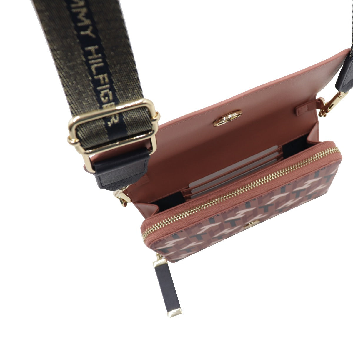 Tommy Hilfiger Clutch Bag with Shoulder Strap Monogram Print Orange