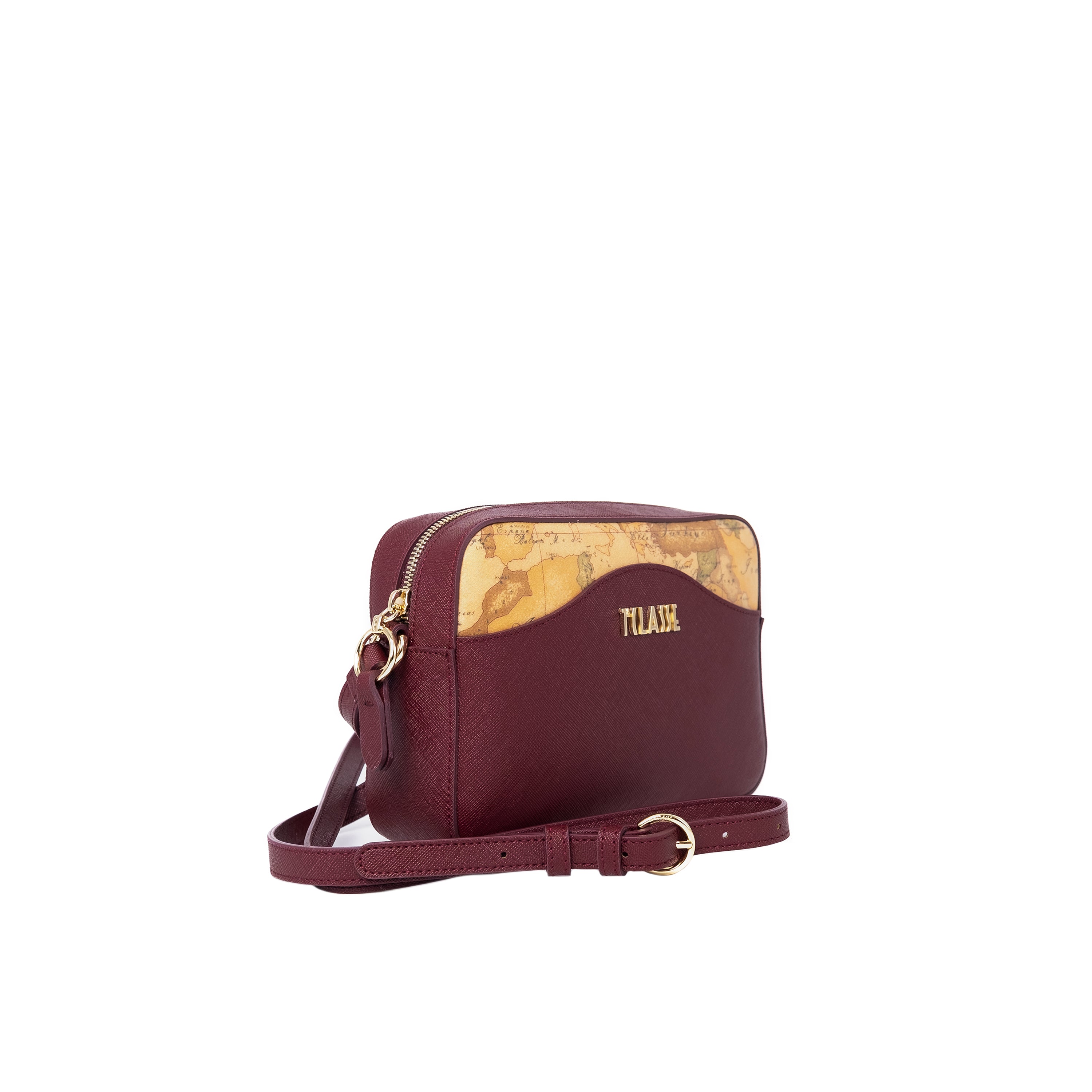 Alviero Martini Prima Classe Borsa a Tracolla Piccola con Stampa Geo Burgundy