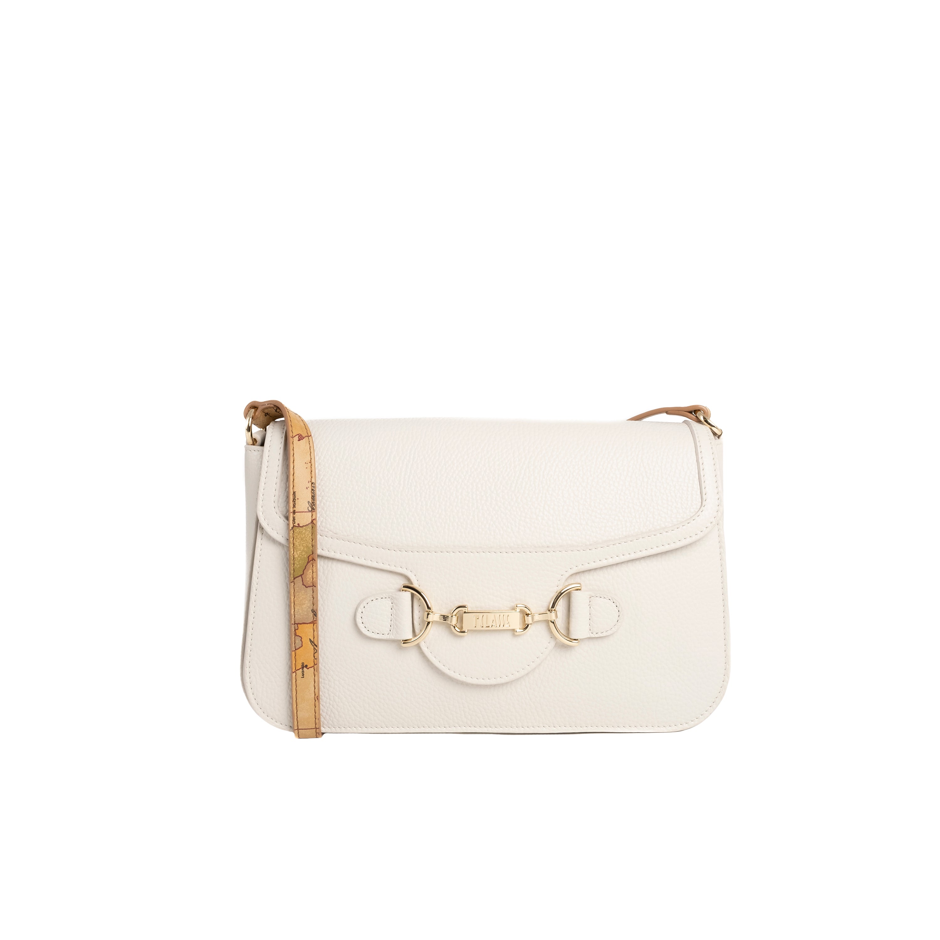 Alviero Martini Prima Classe Tracolla con Patta e Morsetto Avorio