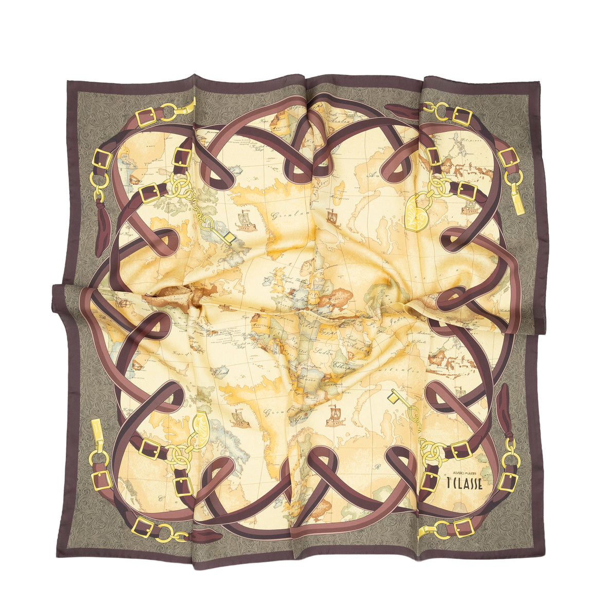 Alviero Martini Prima Classe Foulard Geo Country Burgundy (90 x 90 cm)