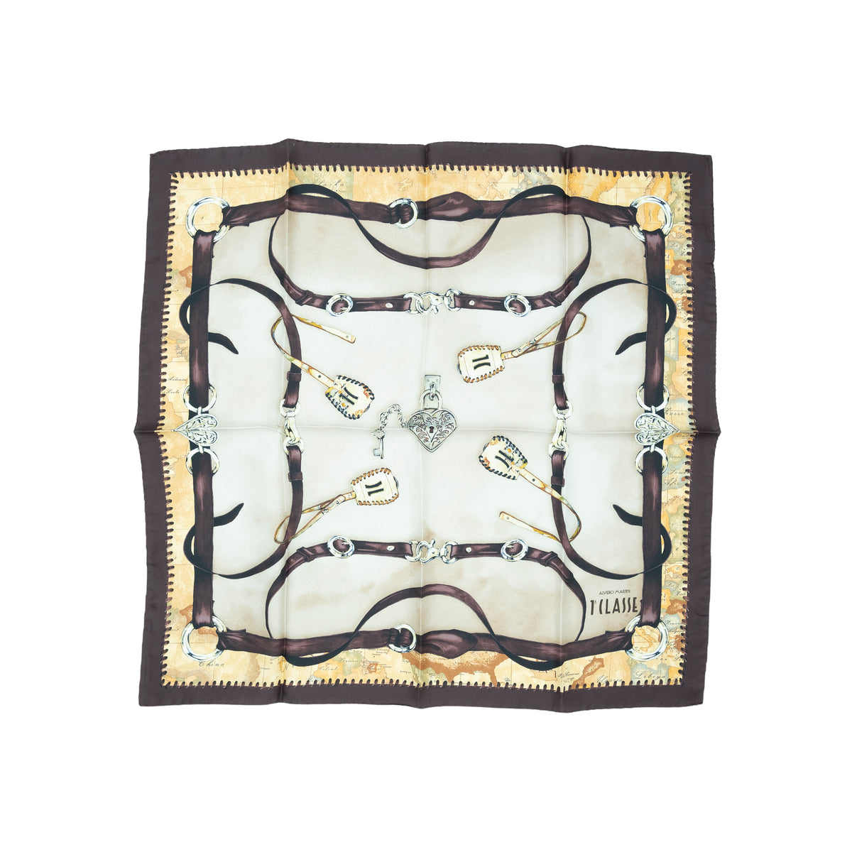 Alviero Martini Prima Classe Foulard Selleria Burgundy (70 x 70 cm)