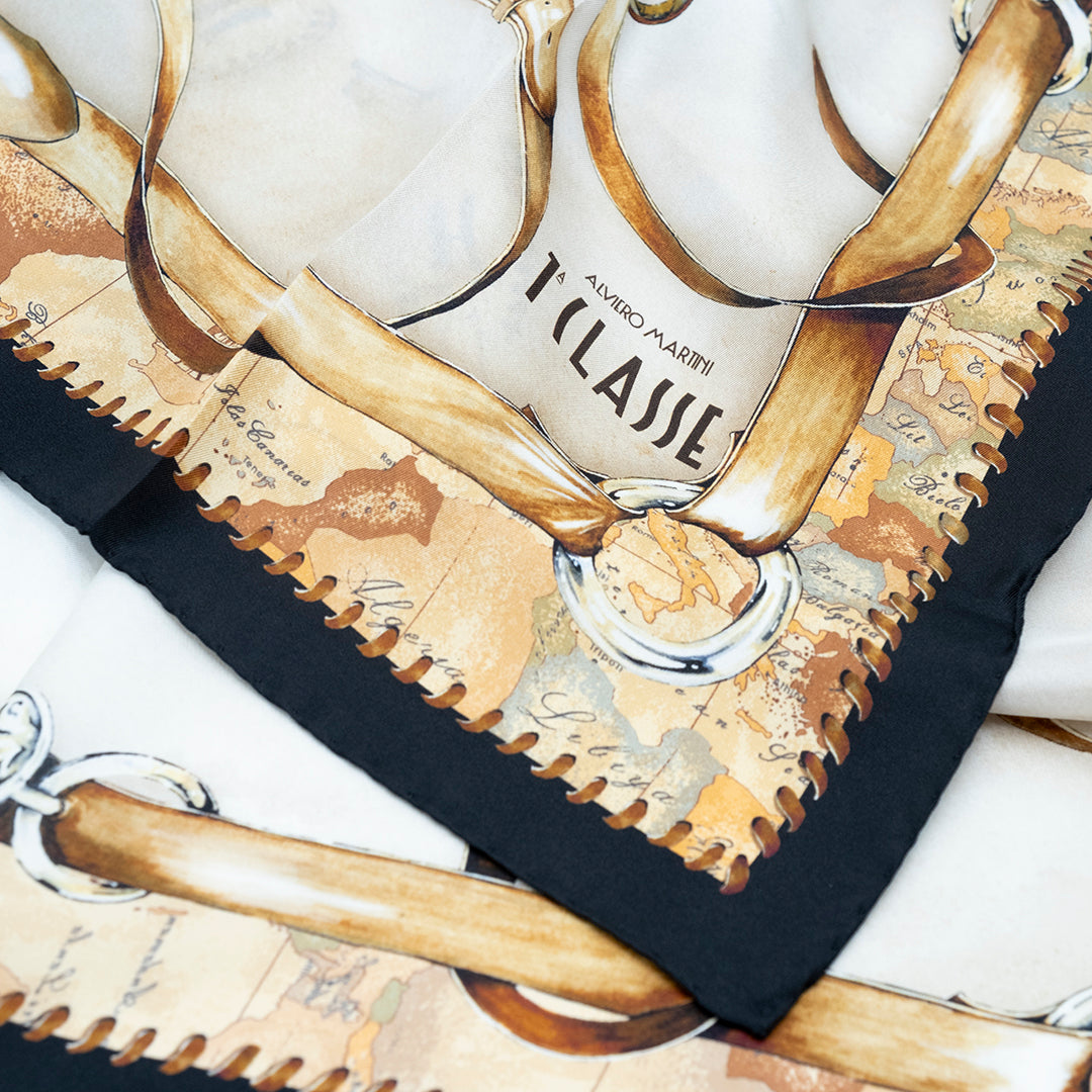 Alviero Martini Prima Classe Foulard Selleria Nero (70 x 70 cm)